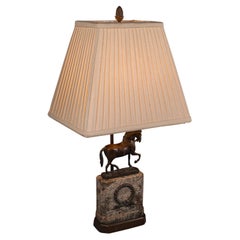 Antique Equine Table Lamp, English, Bronze Decorative Desk Light, Horse Interest