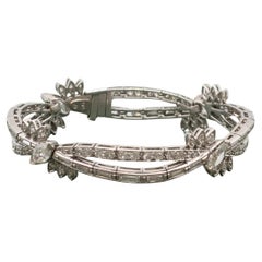 Vintage Platinum 7.10-carats Diamond Crisscross Bracelet
