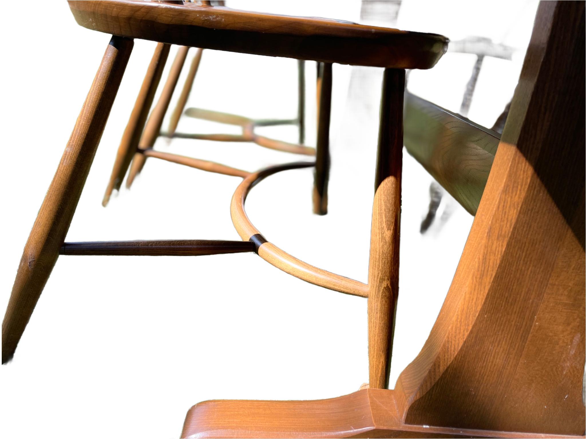 Vintage Ercol Dining Table and Four Rare Model 909 Latimer Steam-Bent Chairs (c. (Holzarbeit) im Angebot