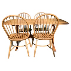 Vintage Ercol Dining Table and Four Rare Model 909 Latimer Steam-Bent Chairs (c.