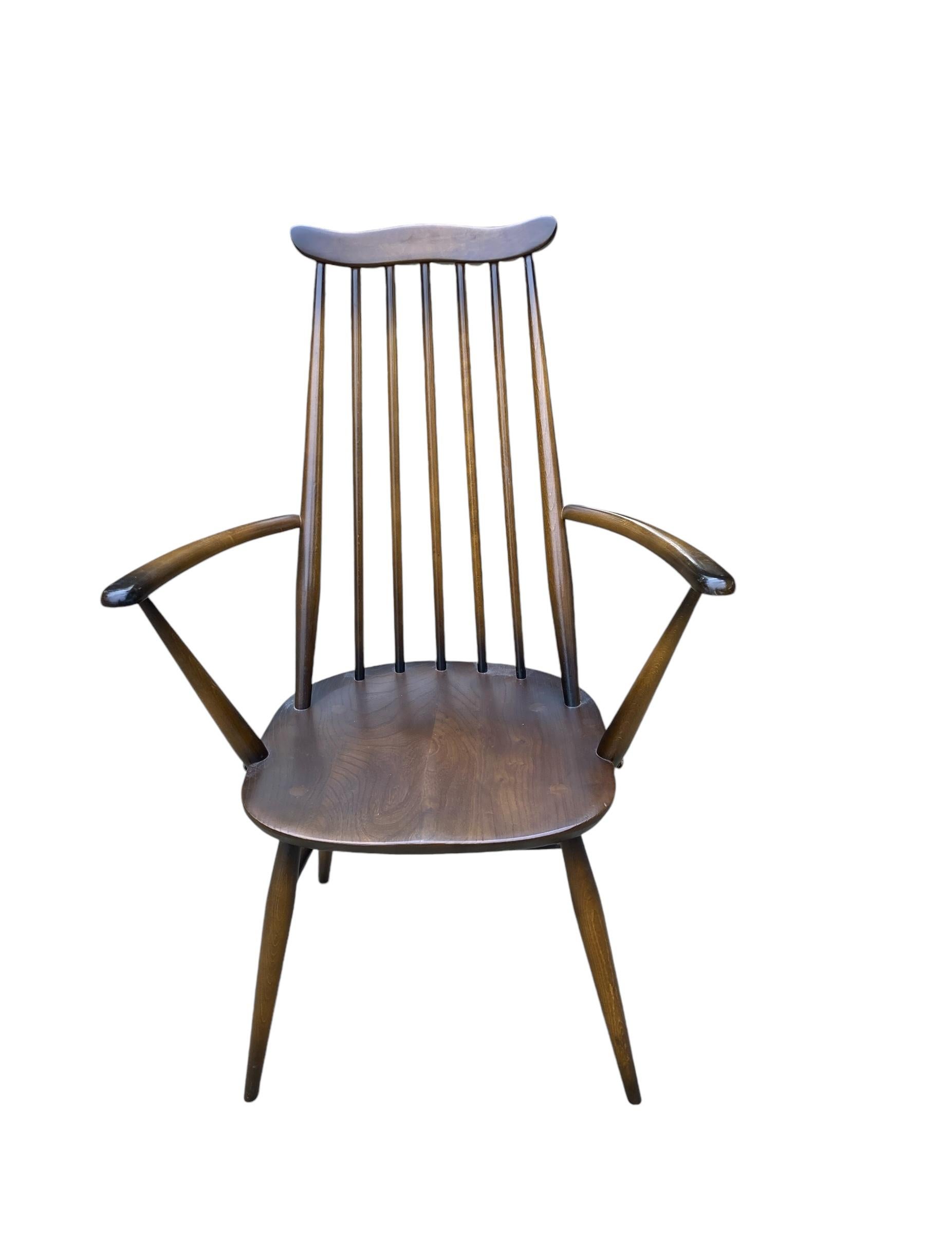 Table pliante et six chaises à dossier Windsor vintage Ercol avec deux fauteuils en vente 3