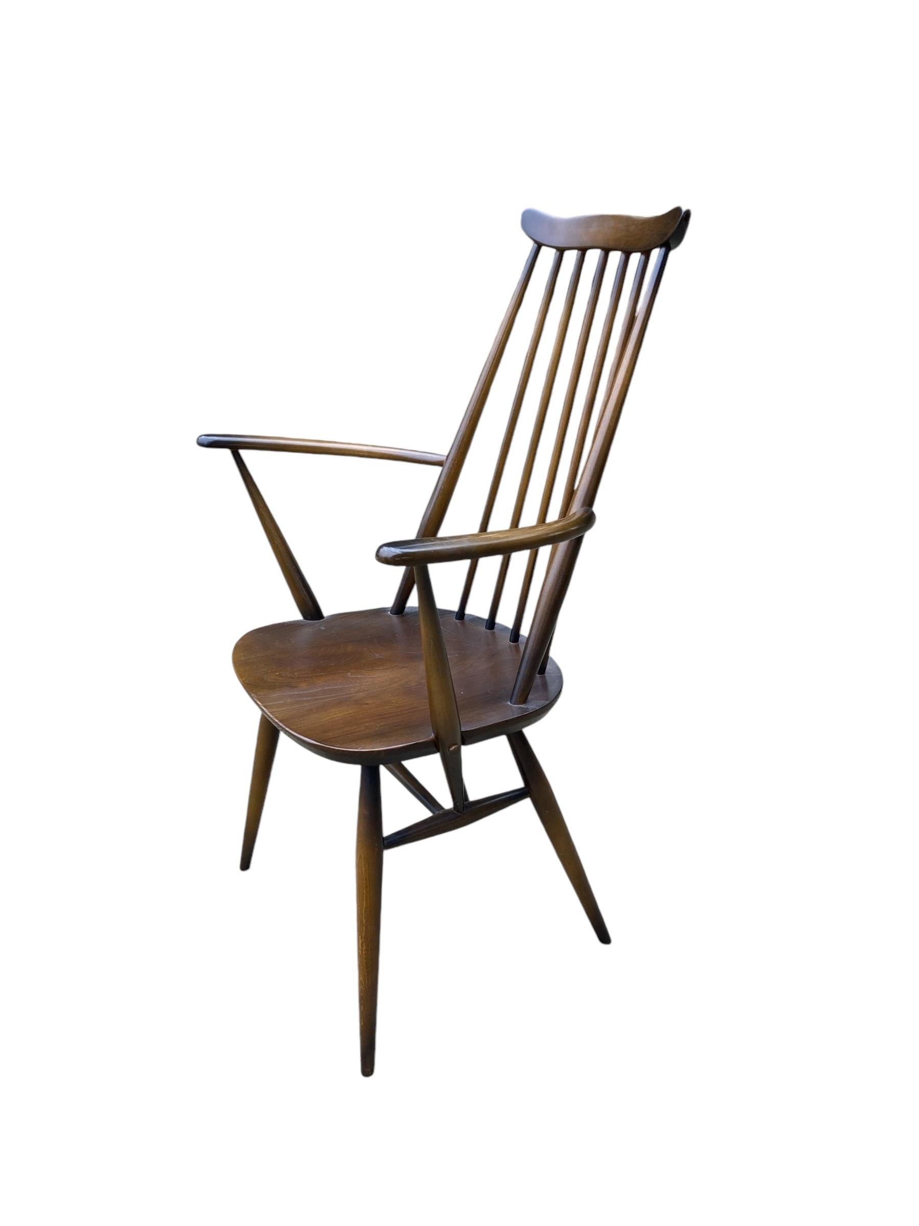 Table pliante et six chaises à dossier Windsor vintage Ercol avec deux fauteuils en vente 1