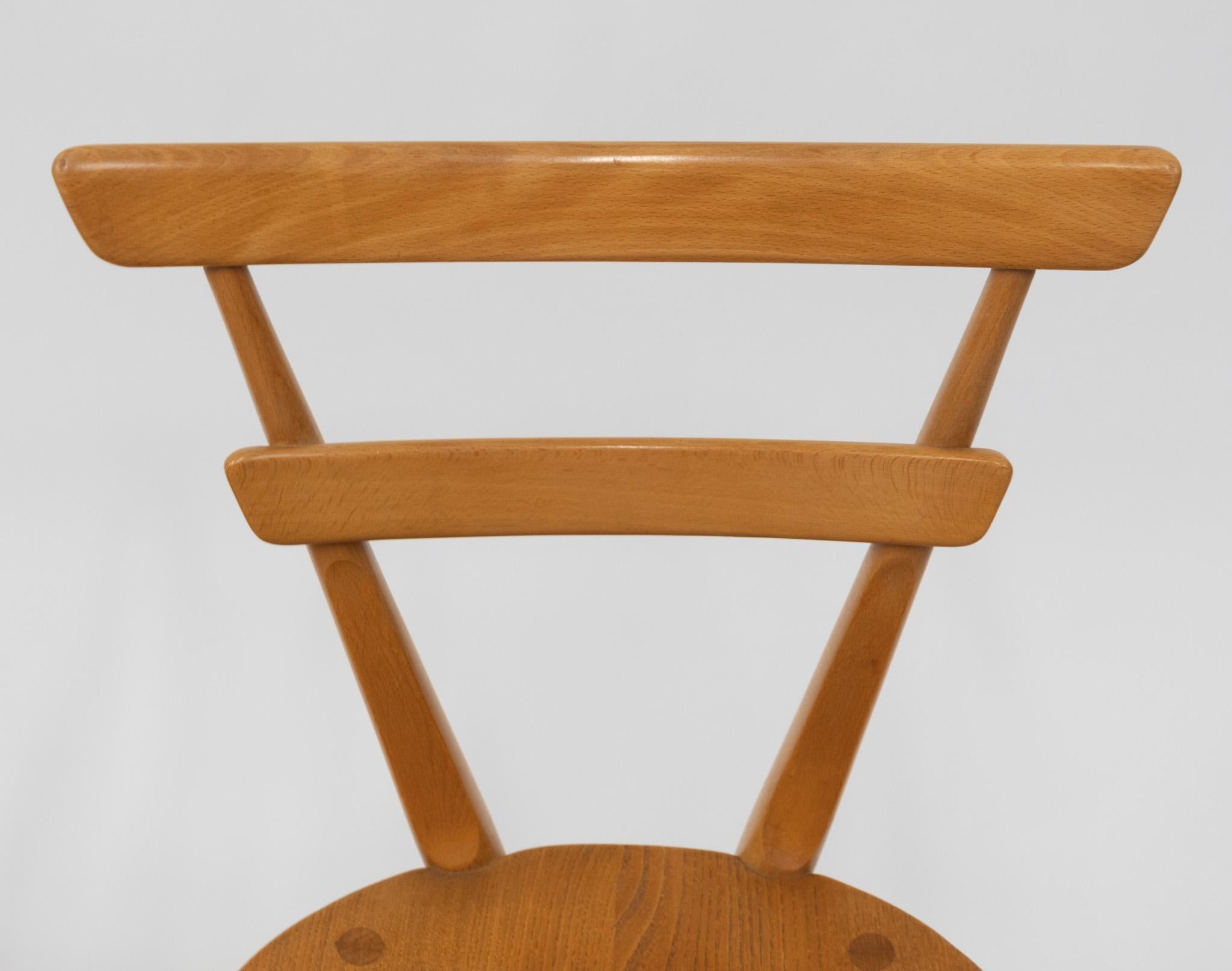 Vintage Ercol Green Spot Stacking Set Of Two Dining Chairs 1950s For Sale 3