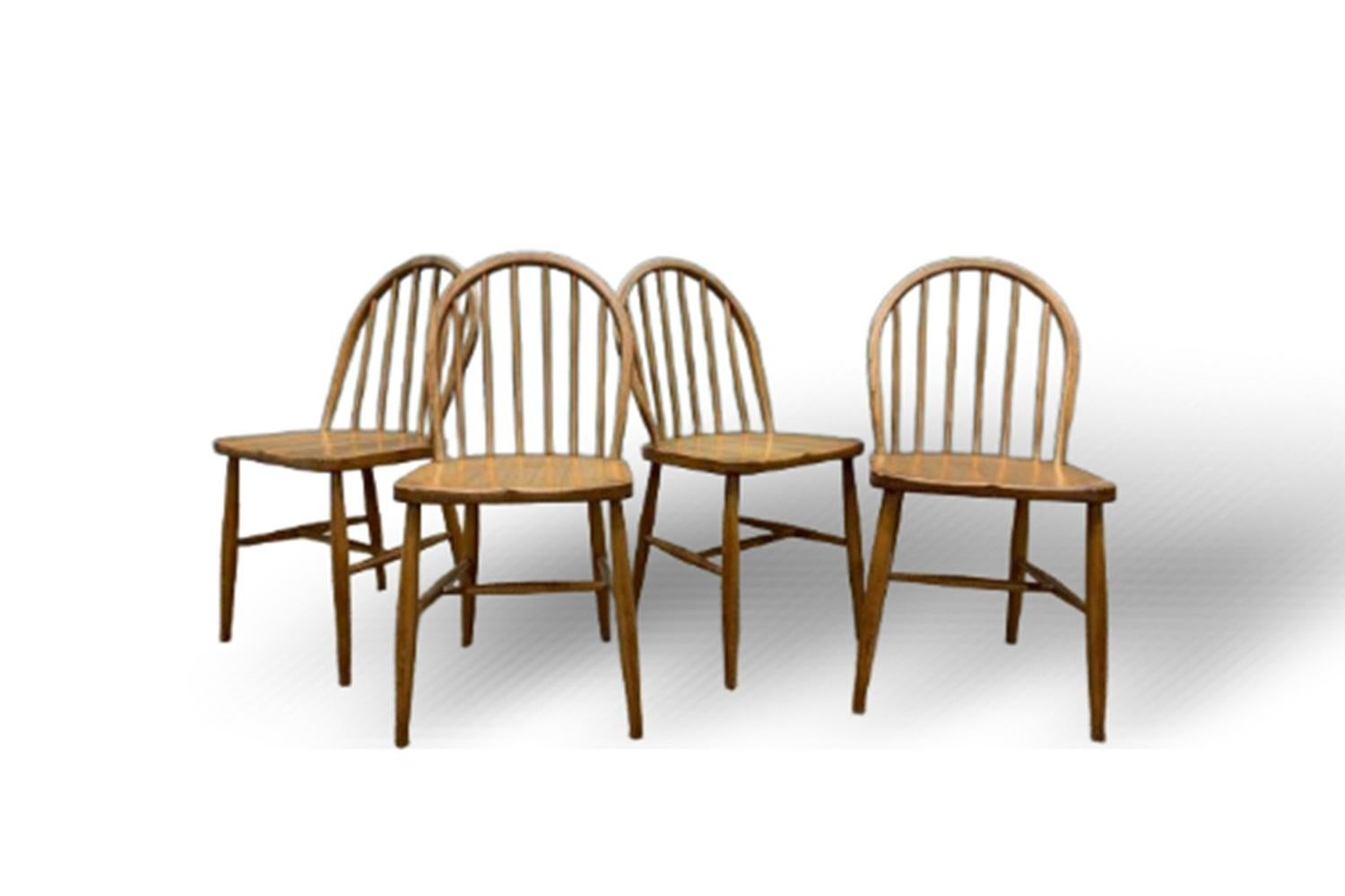 English Vintage Ercol Hoop-Back Windsor Dining Chairs