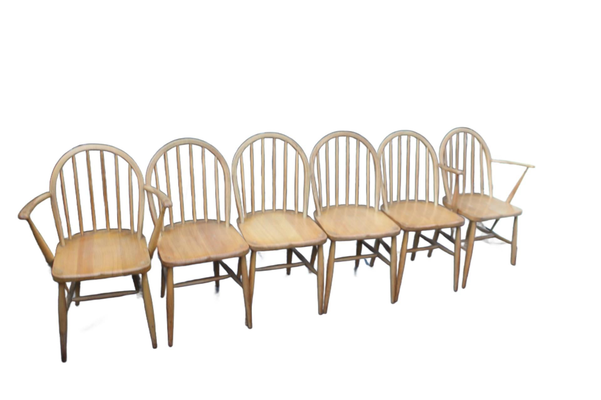 Woodwork Vintage Ercol Hoop-Back Windsor Dining Chairs