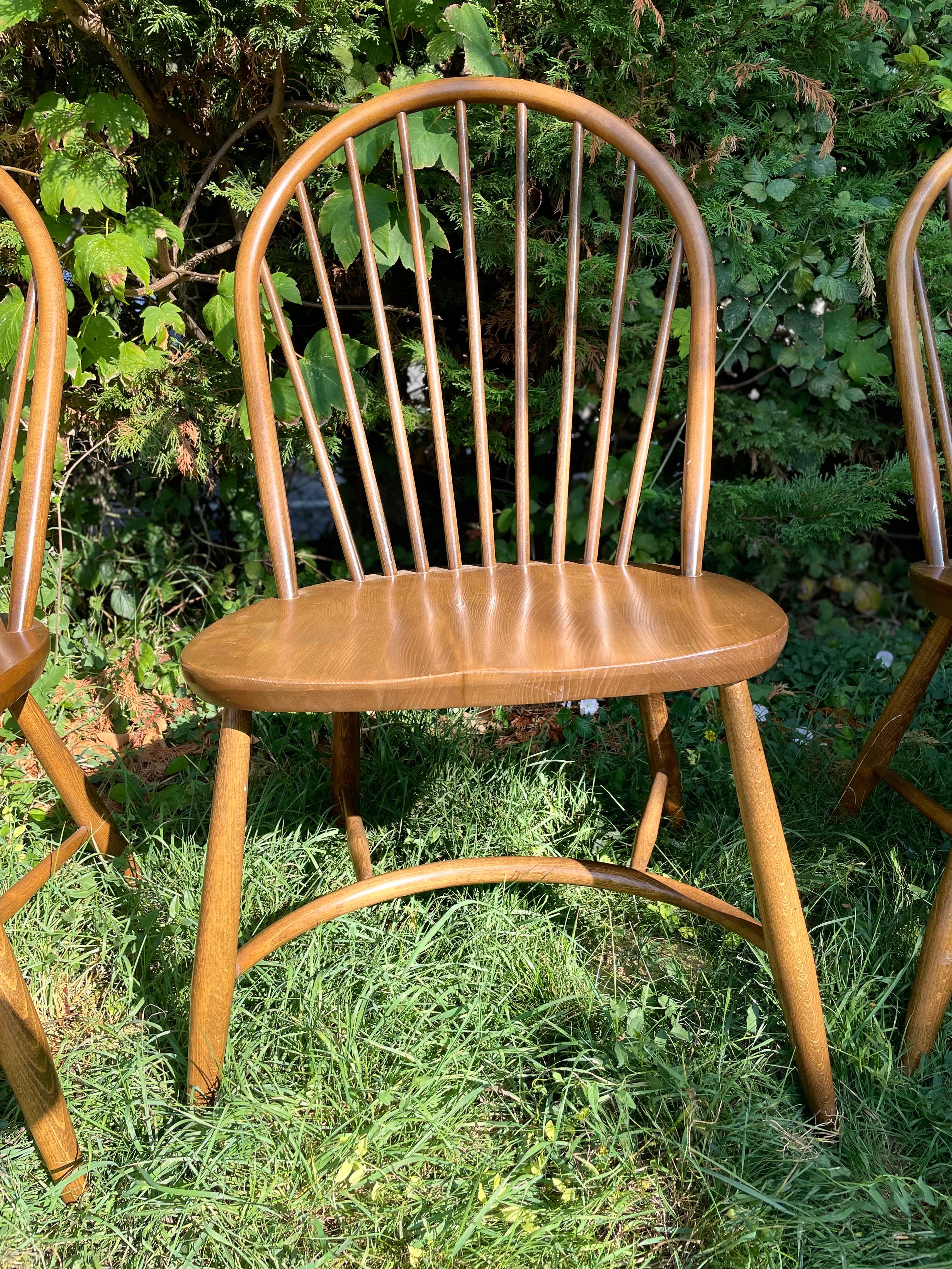 Falegnameria Vintage Ercol Latimer Steam Bent Chairs Modello 909 (C.1970) Set di Quattro Rare in vendita