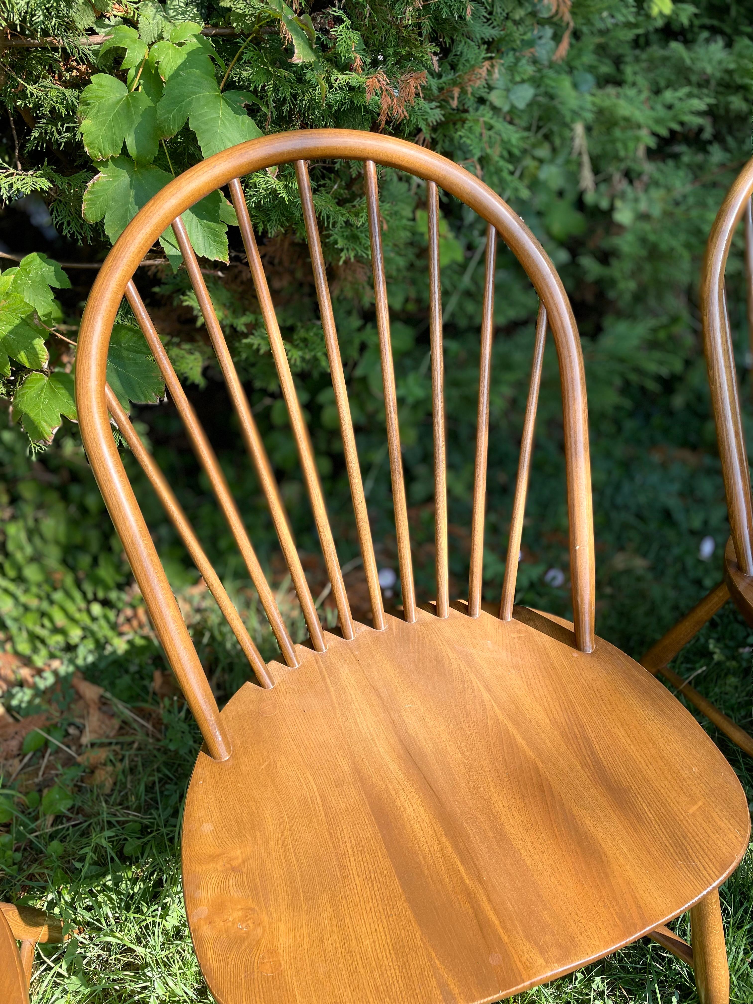 Vintage Ercol Latimer Steam Bent Chairs Modello 909 (C.1970) Set di Quattro Rare In condizioni buone in vendita a Seaford, GB
