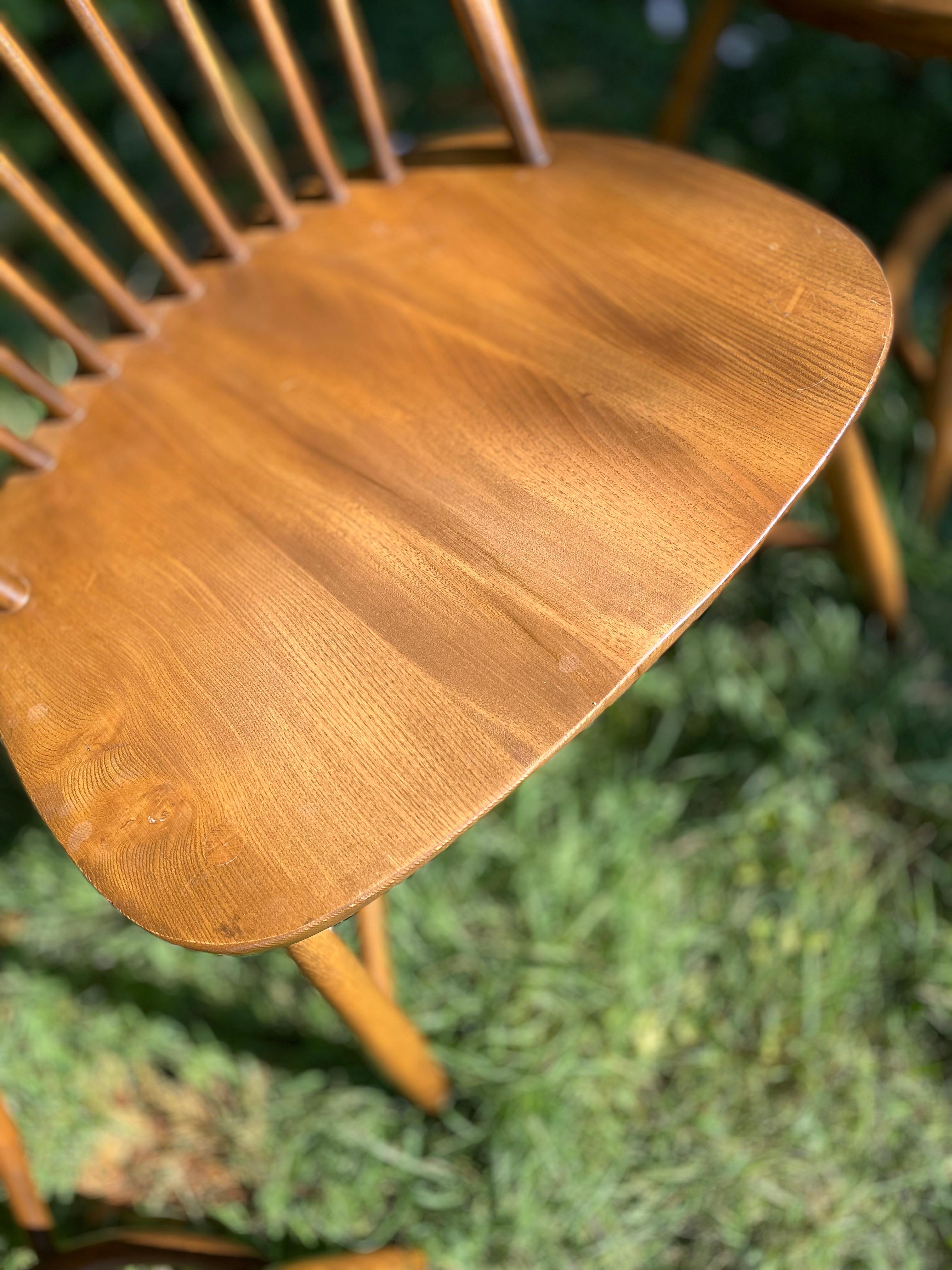 Olmo Vintage Ercol Latimer Steam Bent Chairs Modello 909 (C.1970) Set di Quattro Rare in vendita