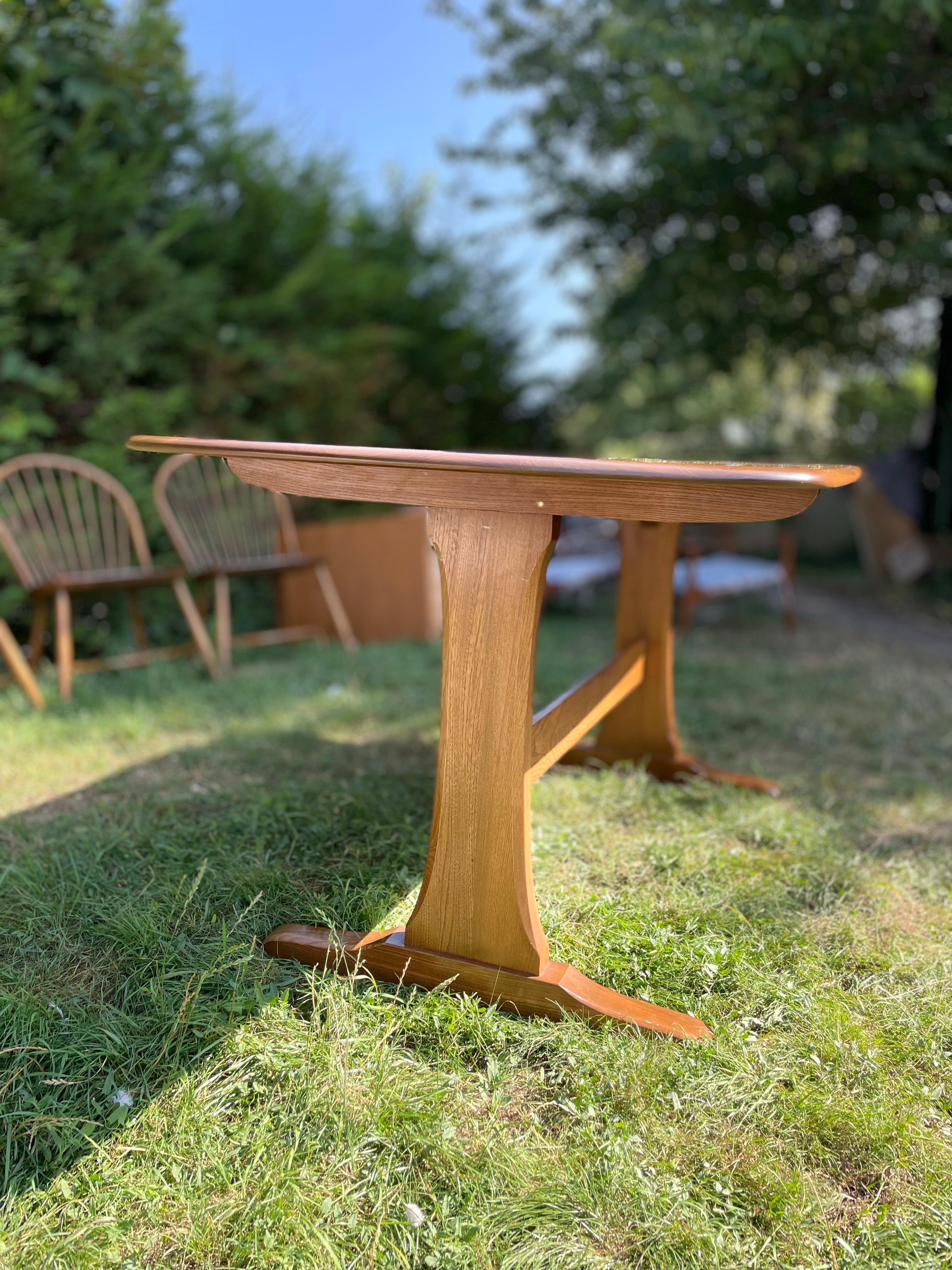 Woodwork Vintage Ercol Model 822 Elm Dining Table Rare For Sale
