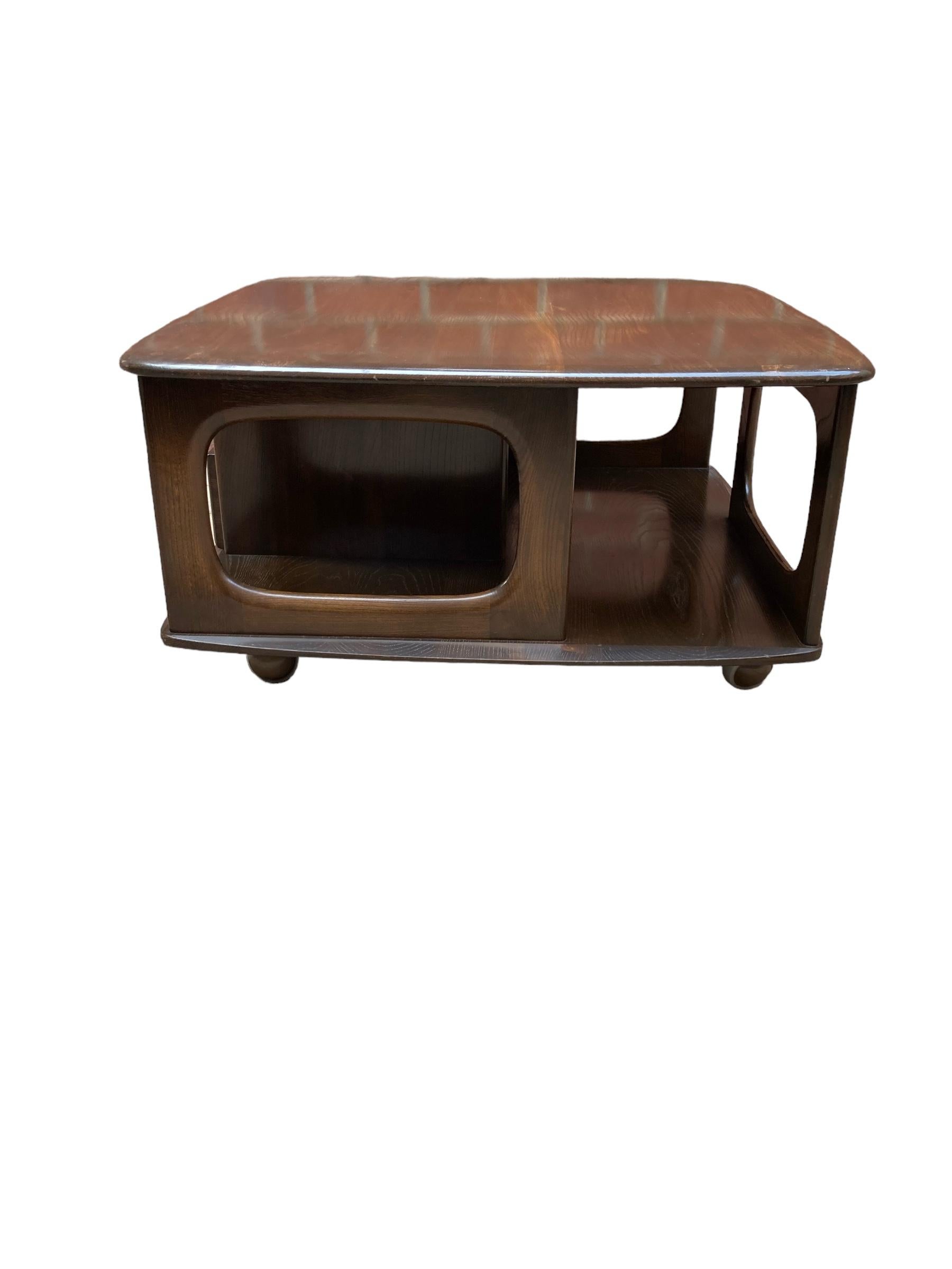 Minimalist Vintage Ercol Pandora Console Coffee table on wheels For Sale