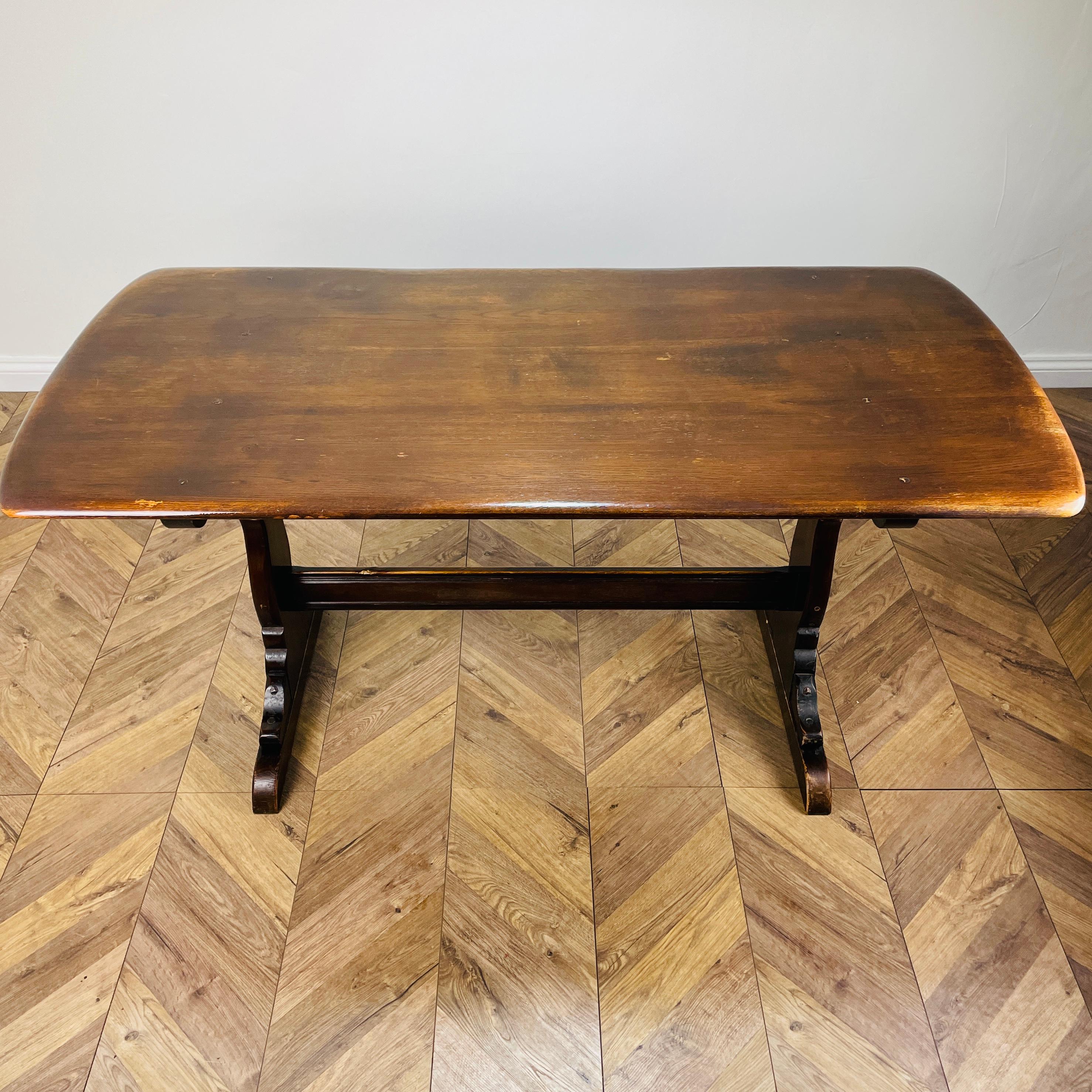 Mid-Century Modern Vintage Ercol Refectory Dining Table Model 419, 1960s