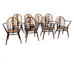 Vintage Ercol Windsor Fleur De Lys Chairs, 1960s, Set of 8