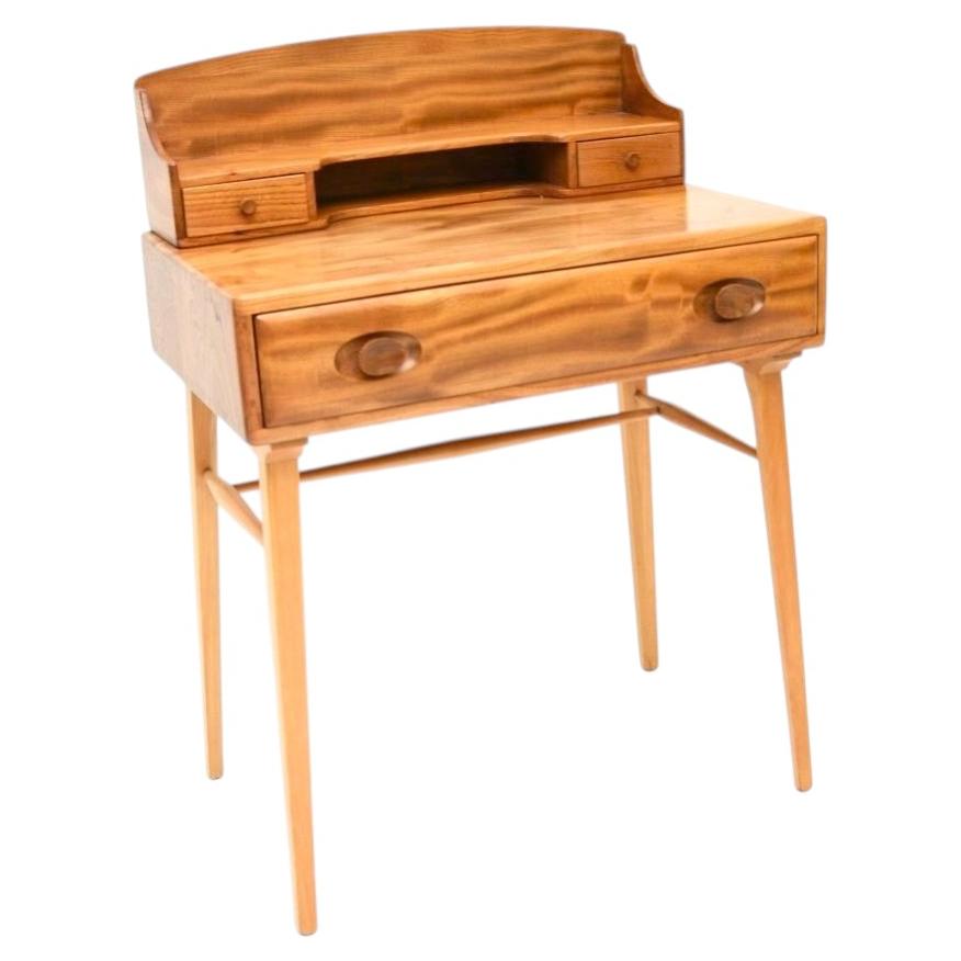 Vintage Ercol Writing Desk in Solid Elm For Sale