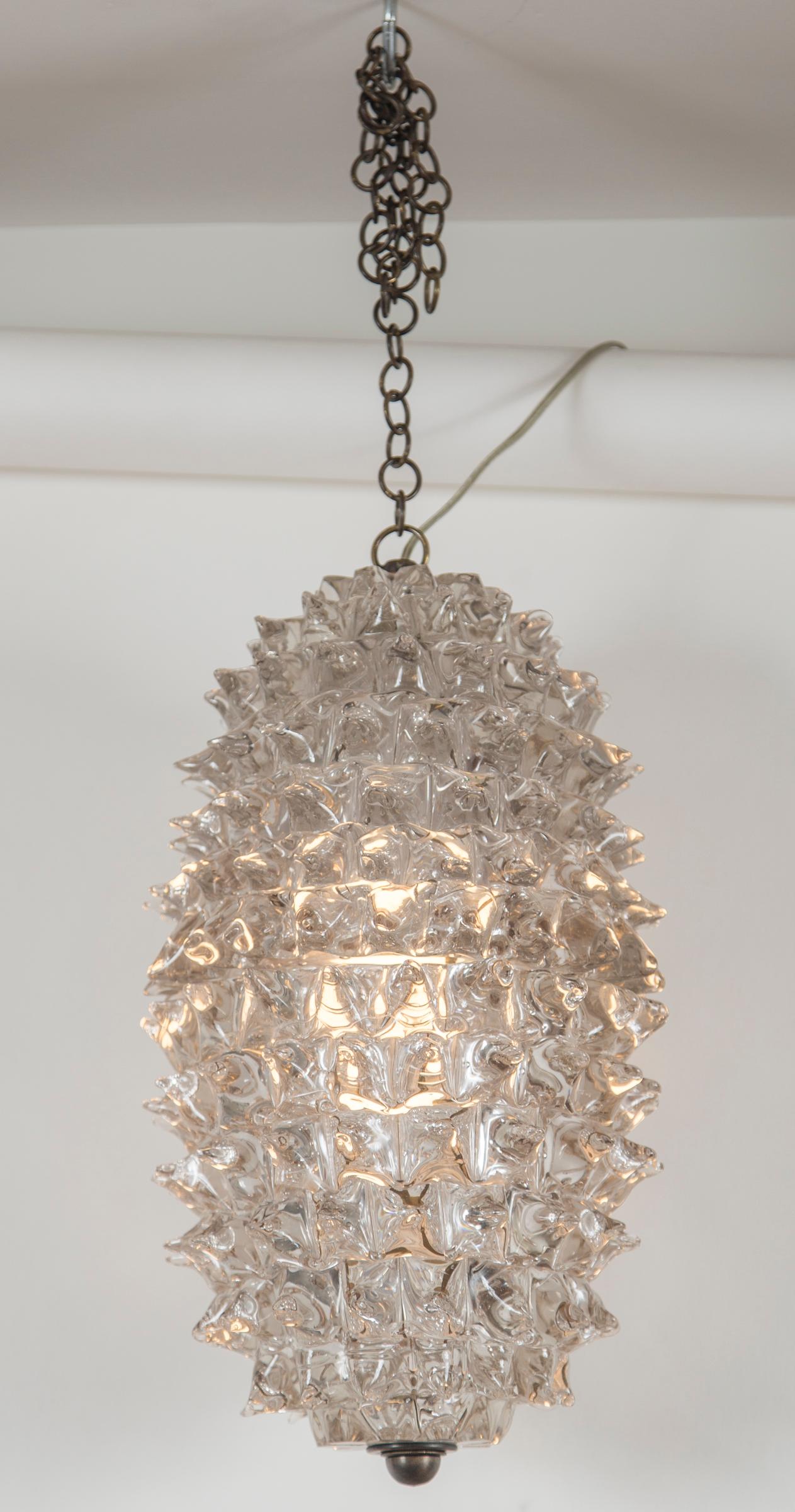 Italian Vintage Rostrato Oval Ceiling Pendant by Ercole Barovier