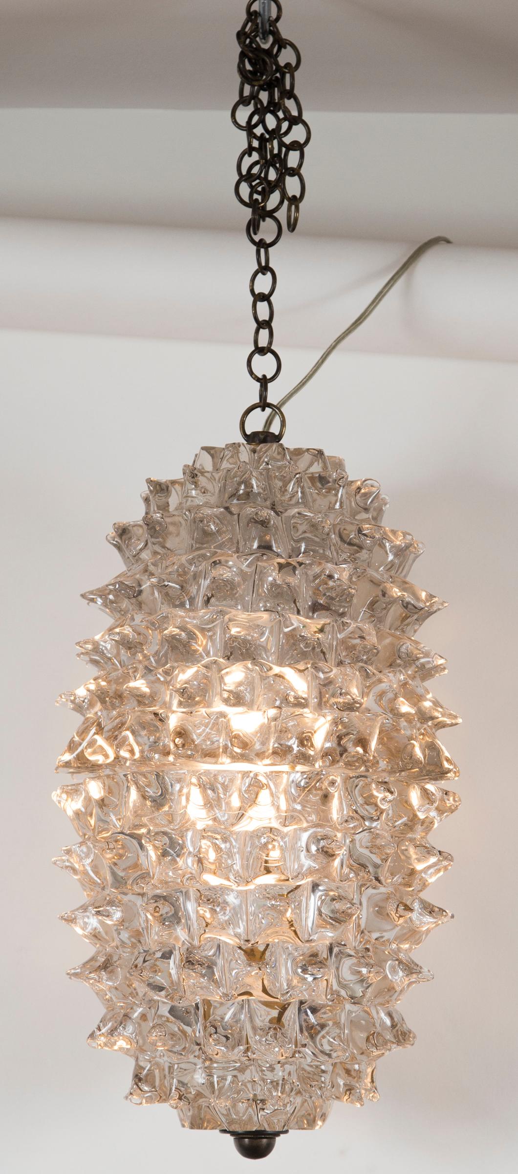 Vintage Rostrato Oval Ceiling Pendant by Ercole Barovier In Excellent Condition In Westport, CT