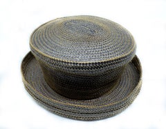 Vintage Eric Javits Brown, Round Brimmed Straw Hat