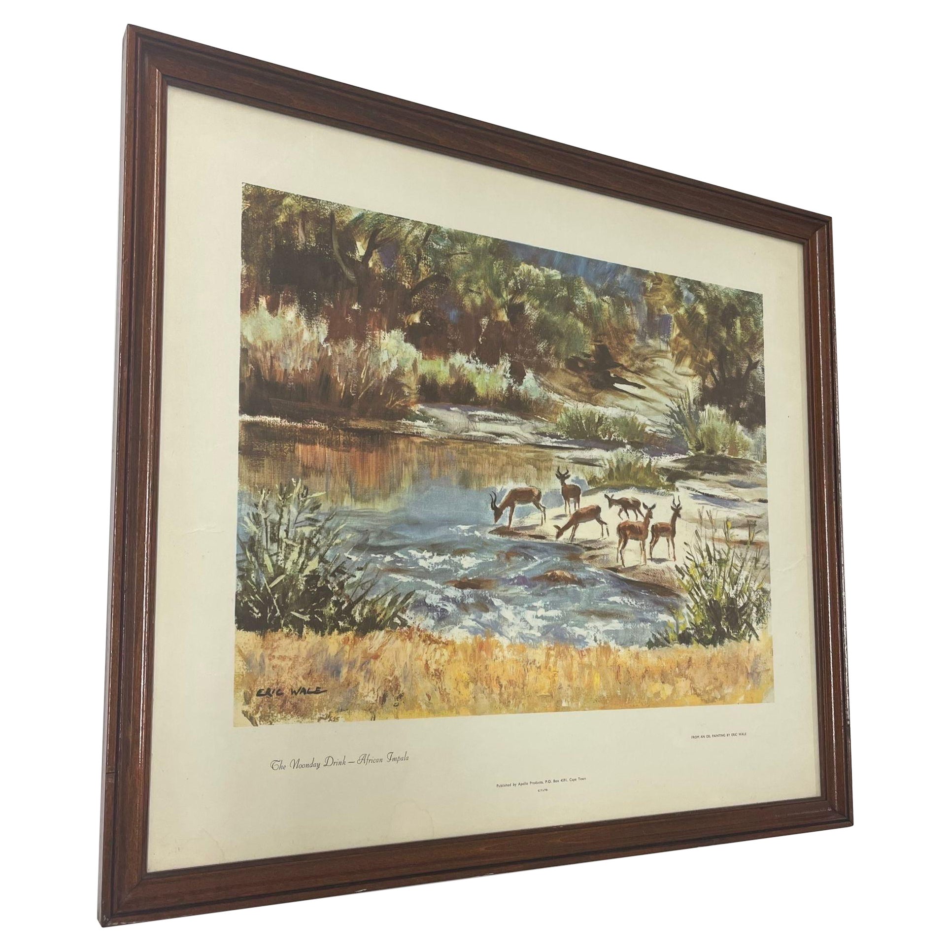 Vintage Eric Wale Print Titled “ the Noonday Drink “ Within Wooden Frame. For Sale