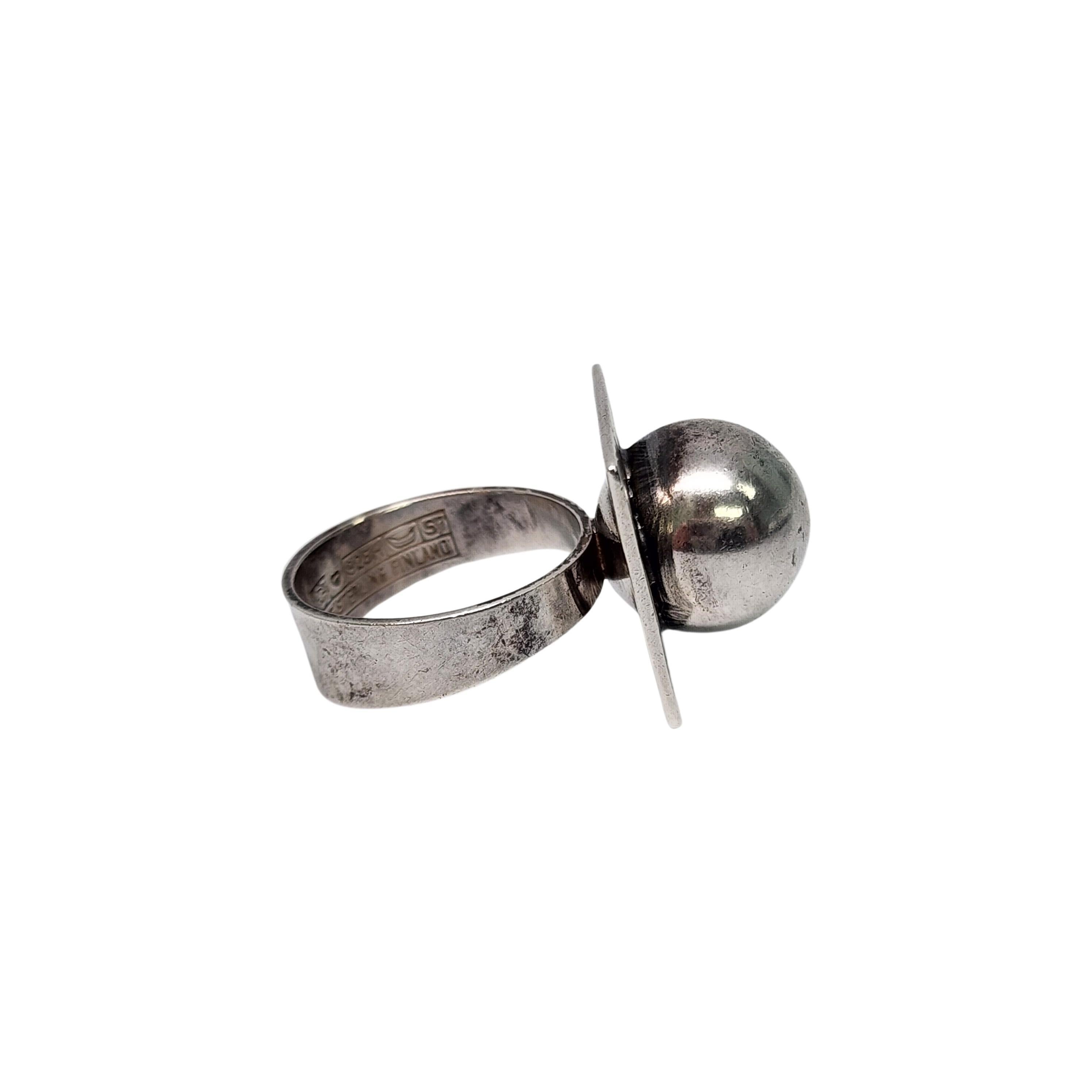 Women's Vintage Erik Granit Finland Sterling Silver Modernist Ball Ring Size 5.5 #16699 For Sale
