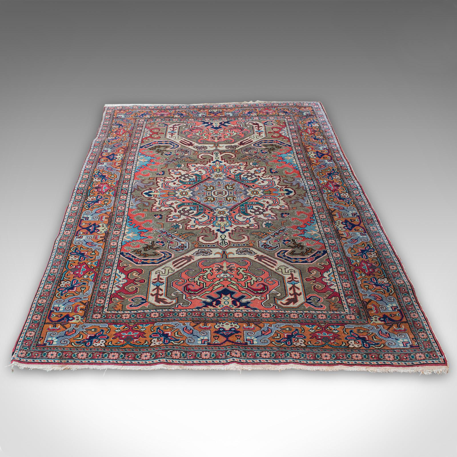 This is a vintage Erivan rug. A Caucasian, woven hall or living room carpet, dating to the late 20th century, circa 1980.

Of similar size to a traditional Dozar at 119cm (46.75