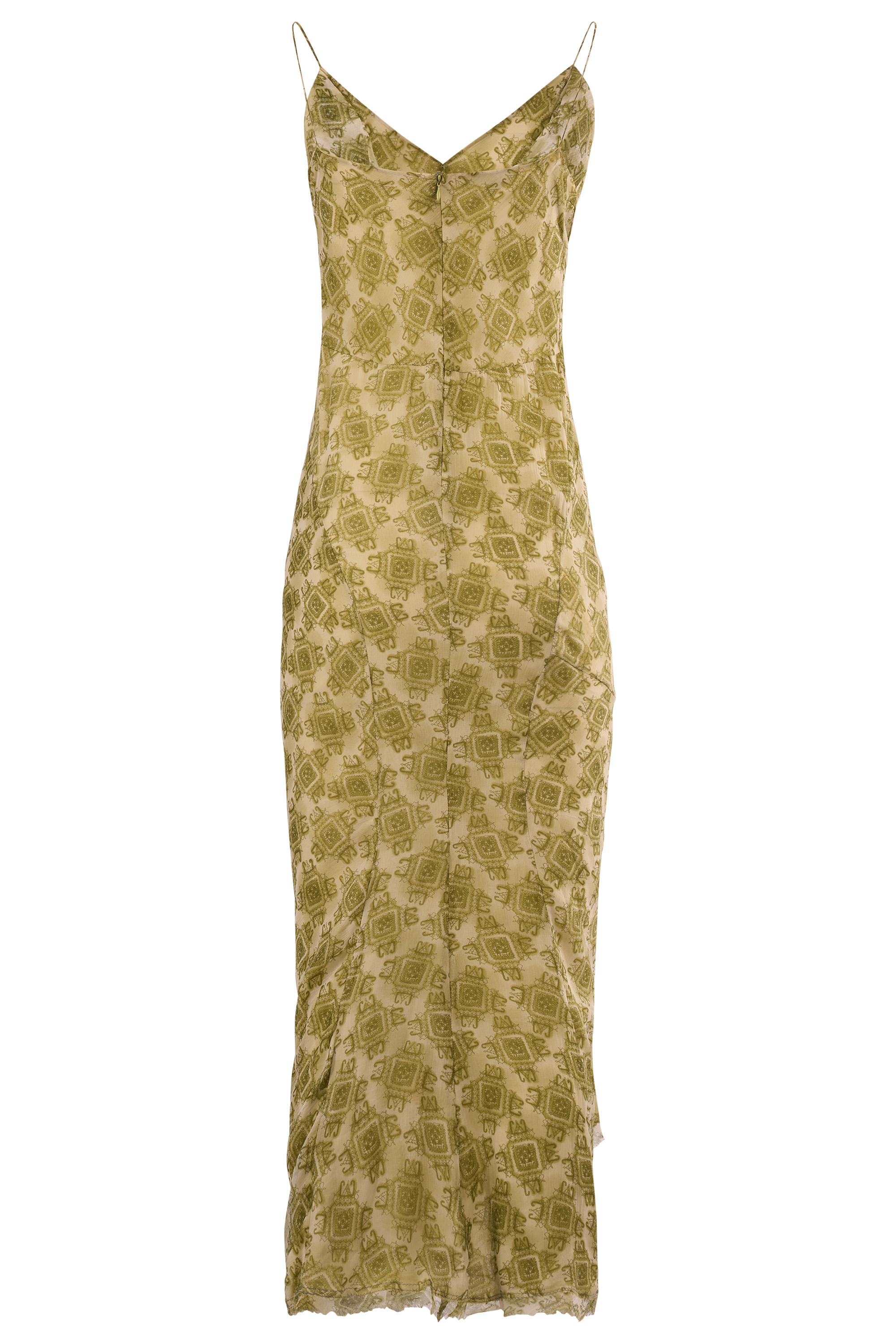 Vintage Ermanno Scervino Grünes Seidenkleid (Braun) im Angebot