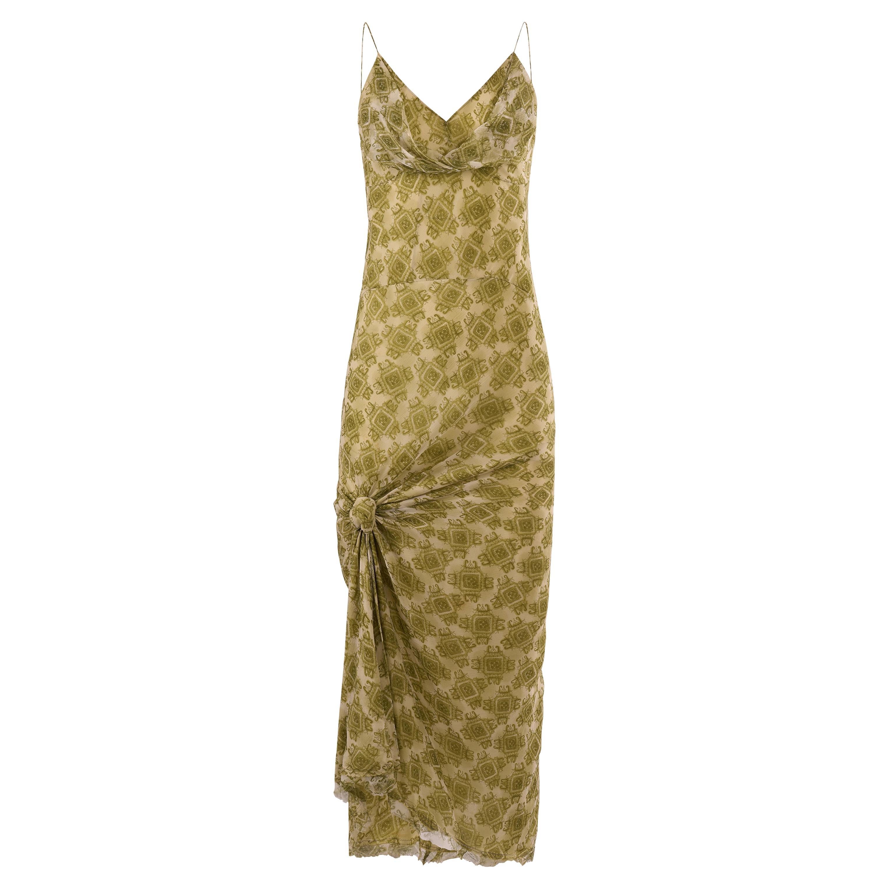 Vintage Ermanno Scervino Grünes Seidenkleid im Angebot