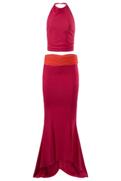 Vintage By Scervino S/S 2007 Co-ordination en soie rose et orange