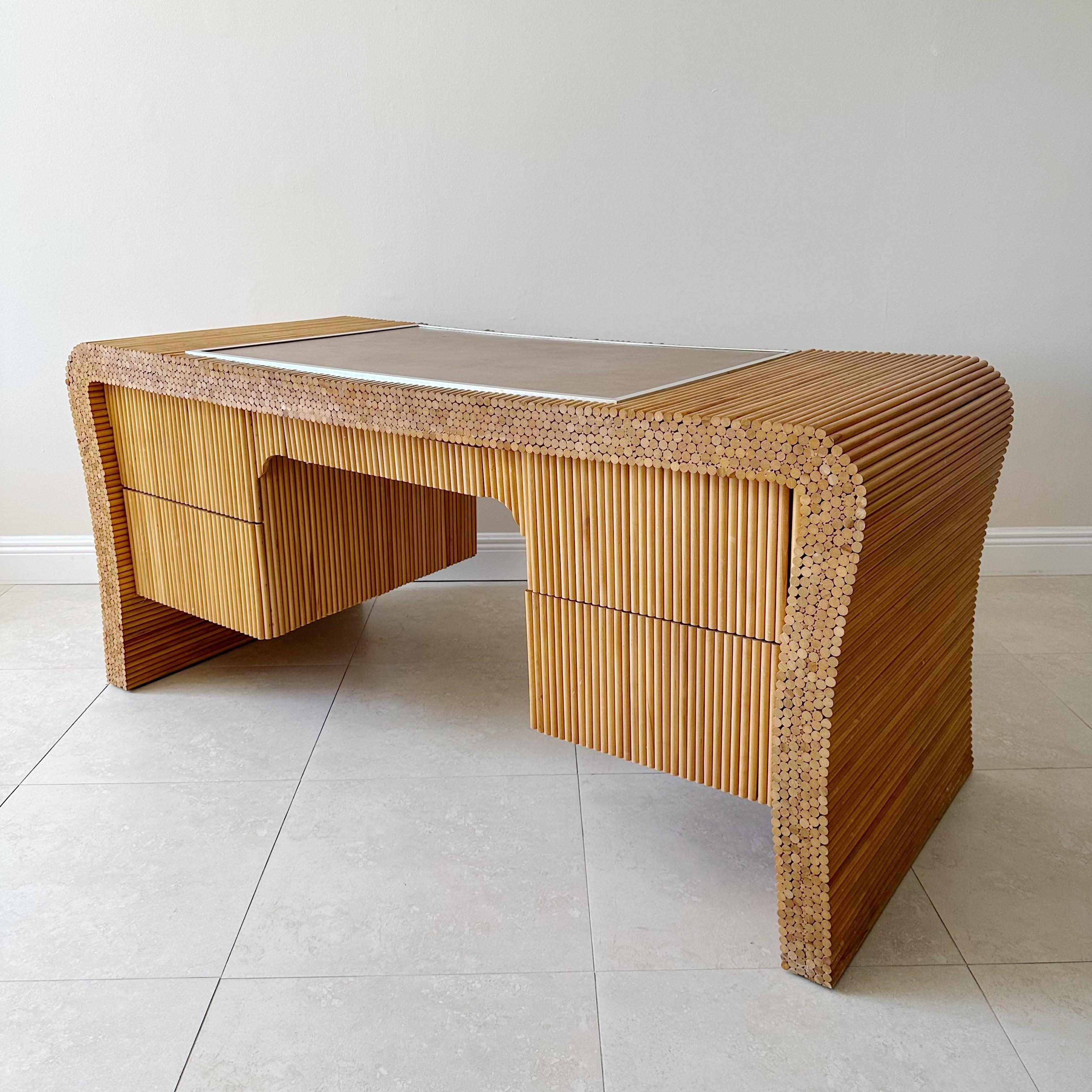 Late 20th Century Vintage Ernest C Masi Minimalist Wood Dowel Desk For Sale
