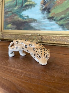 Vintage Erphila Germany Porcelain Leopard Figurine with Hand-Painted Details.