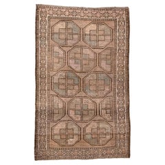 Vintage Ersari Afghan Rug with Brown Field