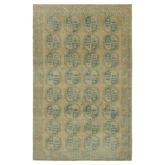 Vintage Ersari-Teppich in Beige-Braun und Teal Geometrische Muster, von Rug & Kilim
