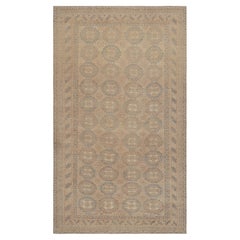 Vintage Ersari Teppich in Beige-Braun, Blau mit geometrischen Mustern von Rug & Kilim