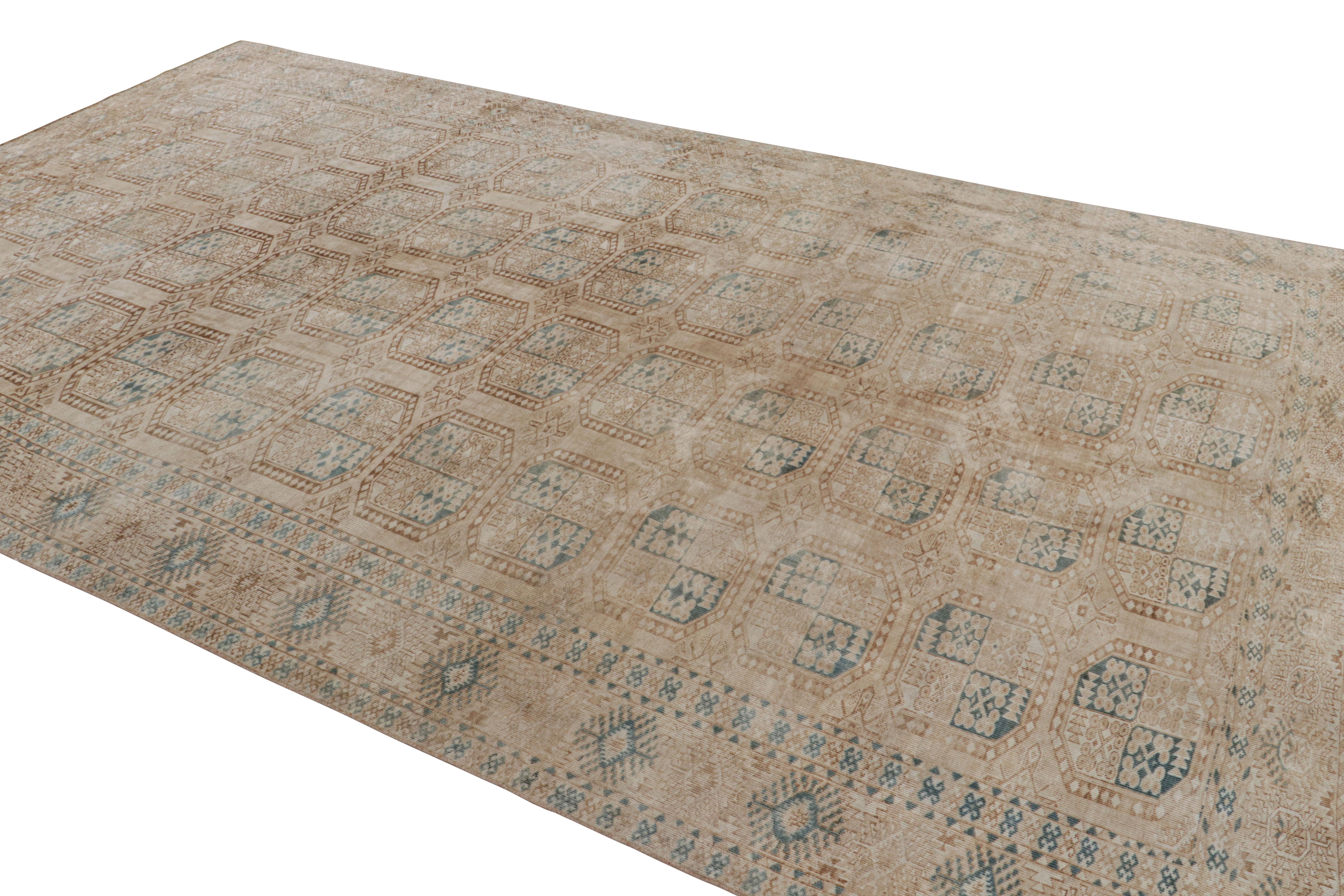 Hand-Knotted Vintage Ersari Rug in Beige-Brown with Geometric Medallions, from Rug & Kilim For Sale