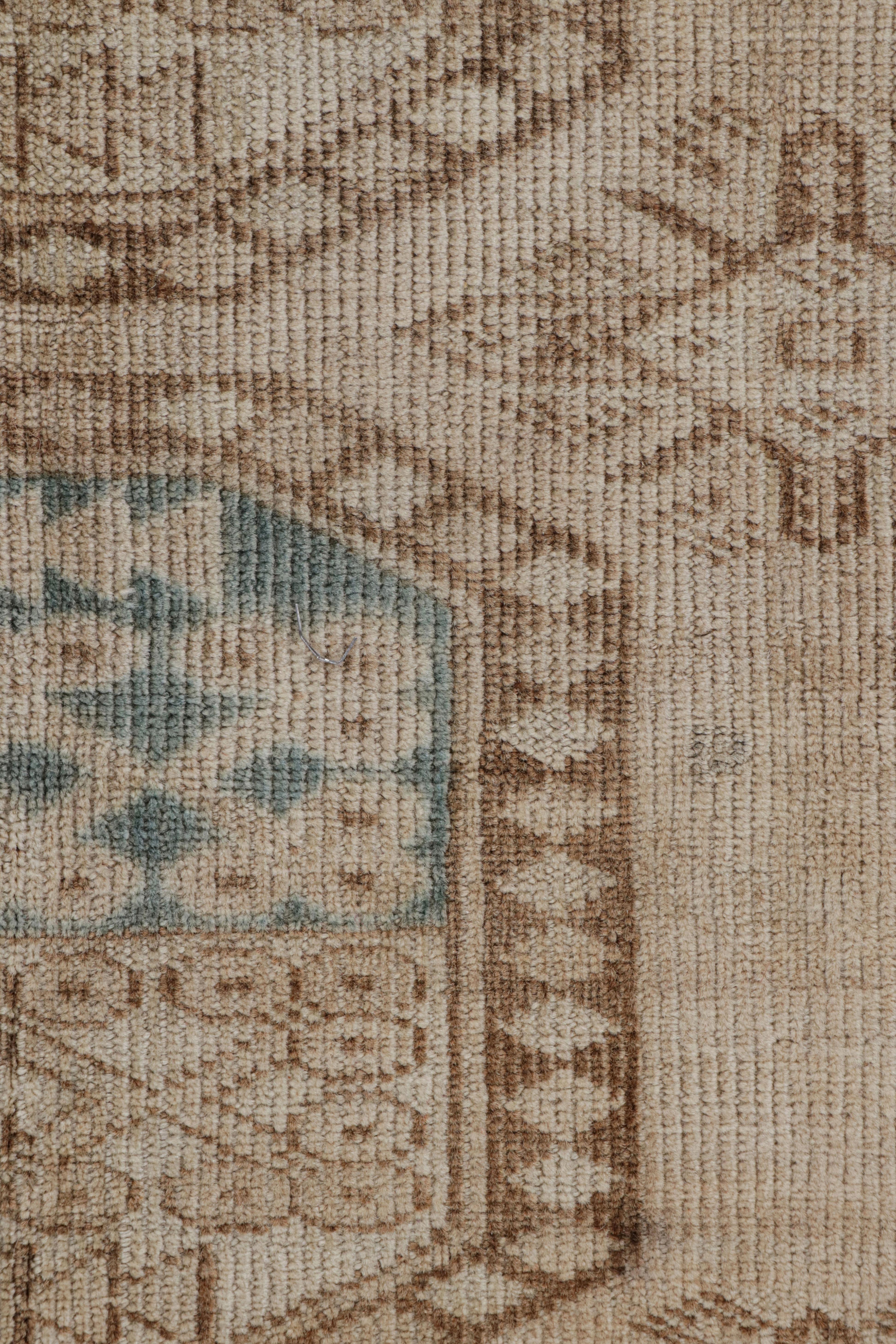 Wool Vintage Ersari Rug in Beige-Brown with Geometric Medallions, from Rug & Kilim For Sale