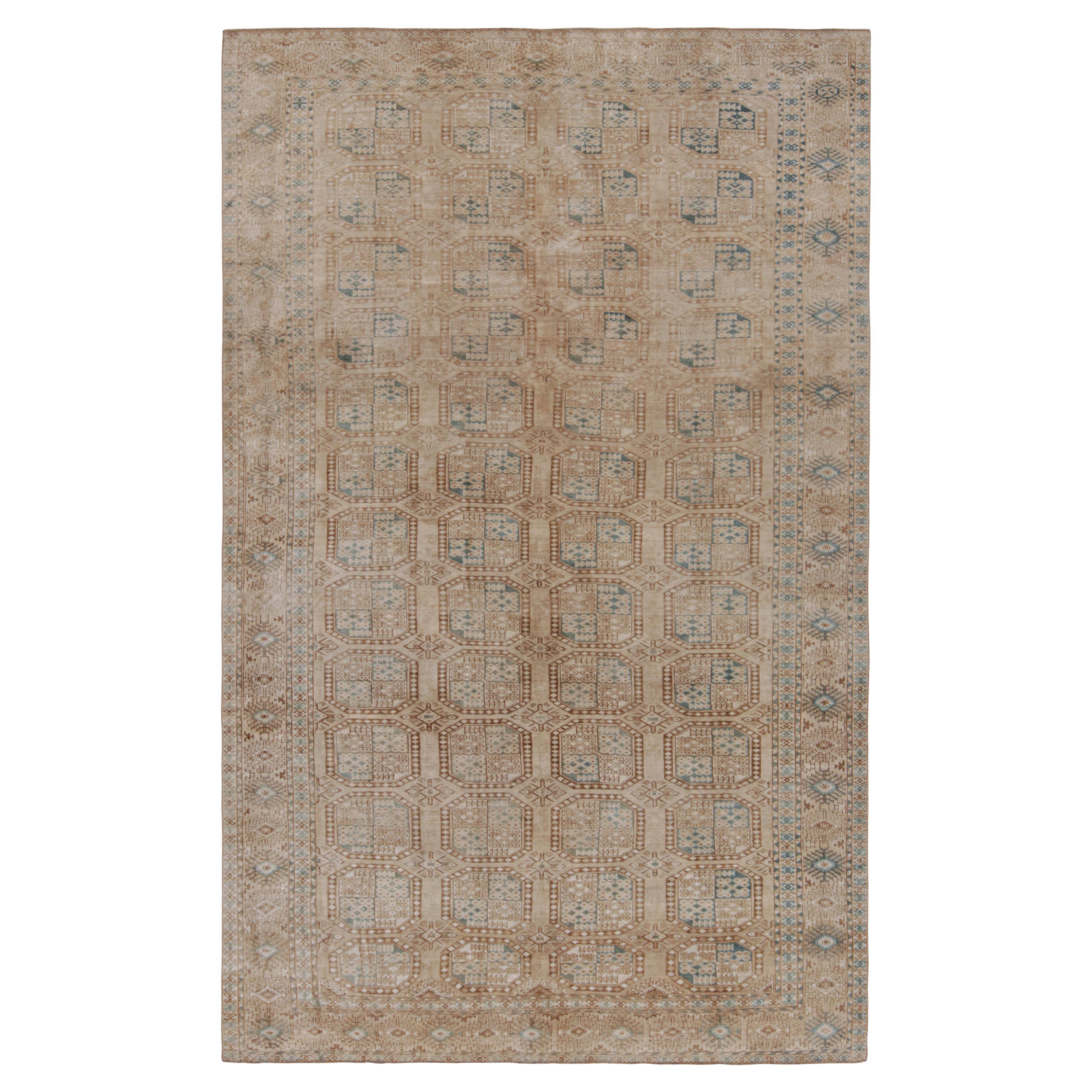 Vintage Ersari Rug in Beige-Brown with Geometric Medallions, from Rug & Kilim For Sale