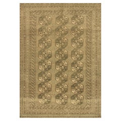 Vintage Ersari Teppich in Beige-Braun mit geometrischen Medaillons, von Rug & Kilim