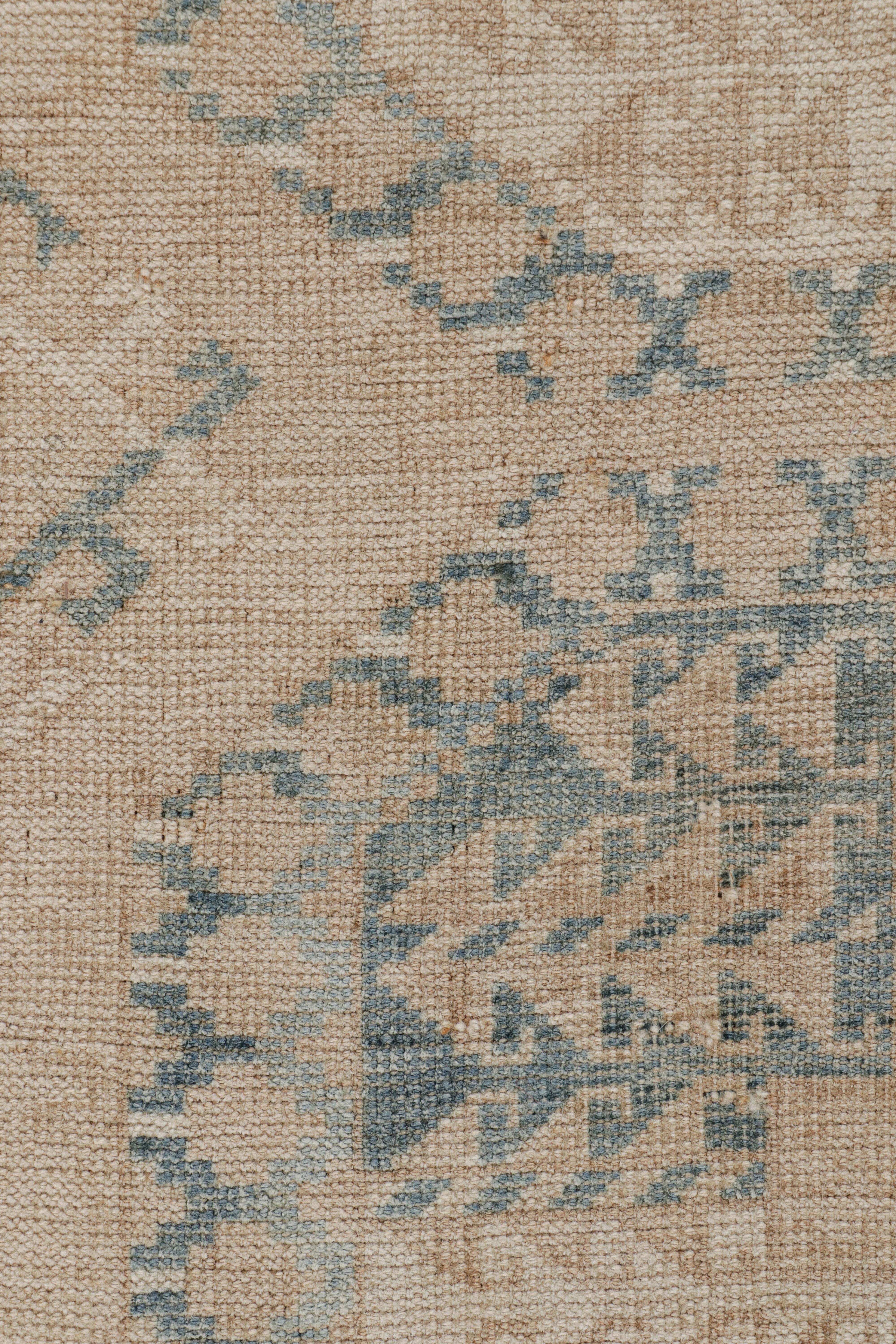 Tribal Vintage Ersari Rug in Beige-brown with Light Blue Patterns, from Rug & Kilim  For Sale
