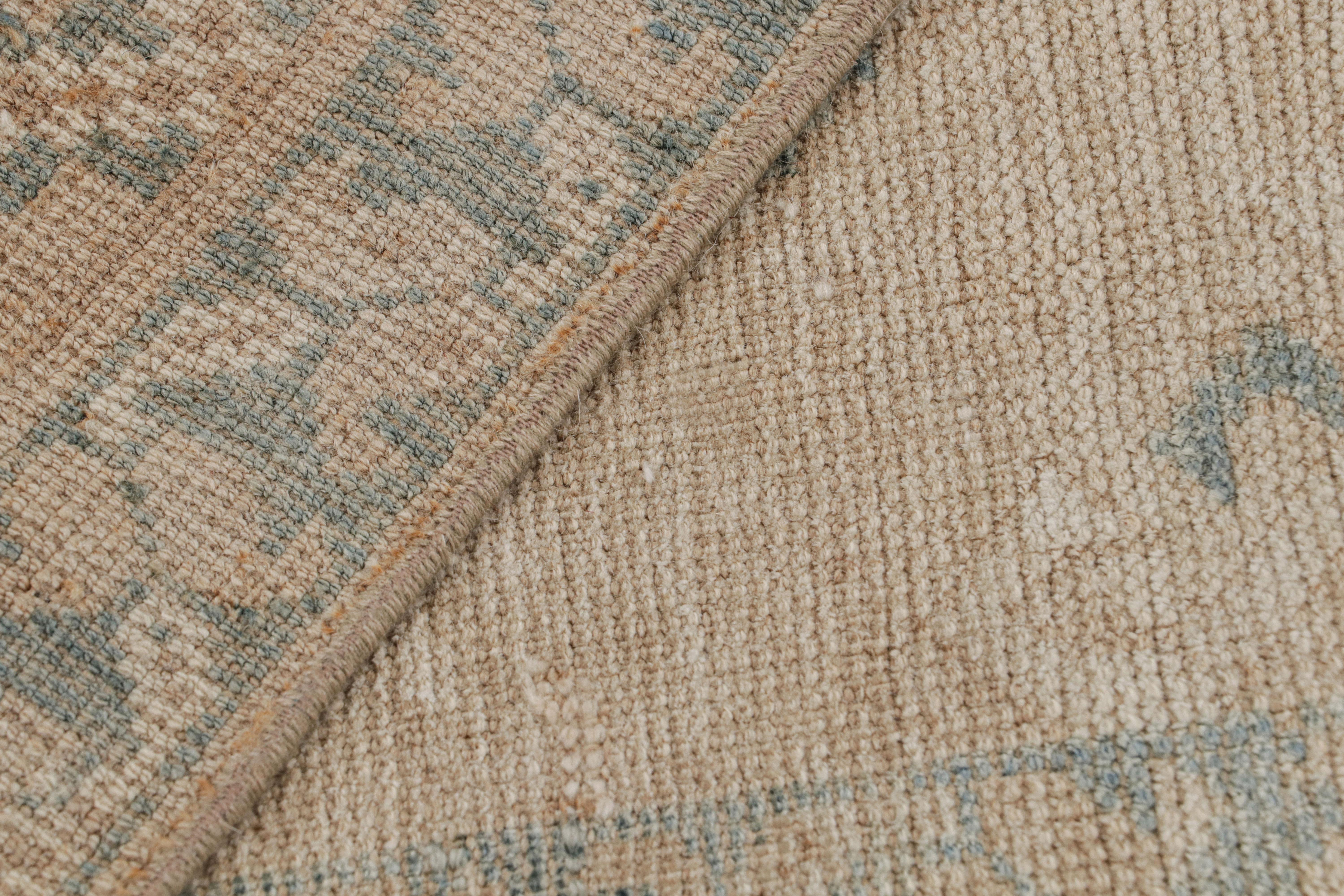 Wool Vintage Ersari Rug in Beige-brown with Light Blue Patterns, from Rug & Kilim  For Sale