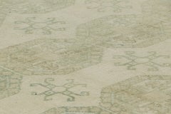 Vintage Ersari Rug in Beige with Teal Geometric Medallions, from Rug & Kilim