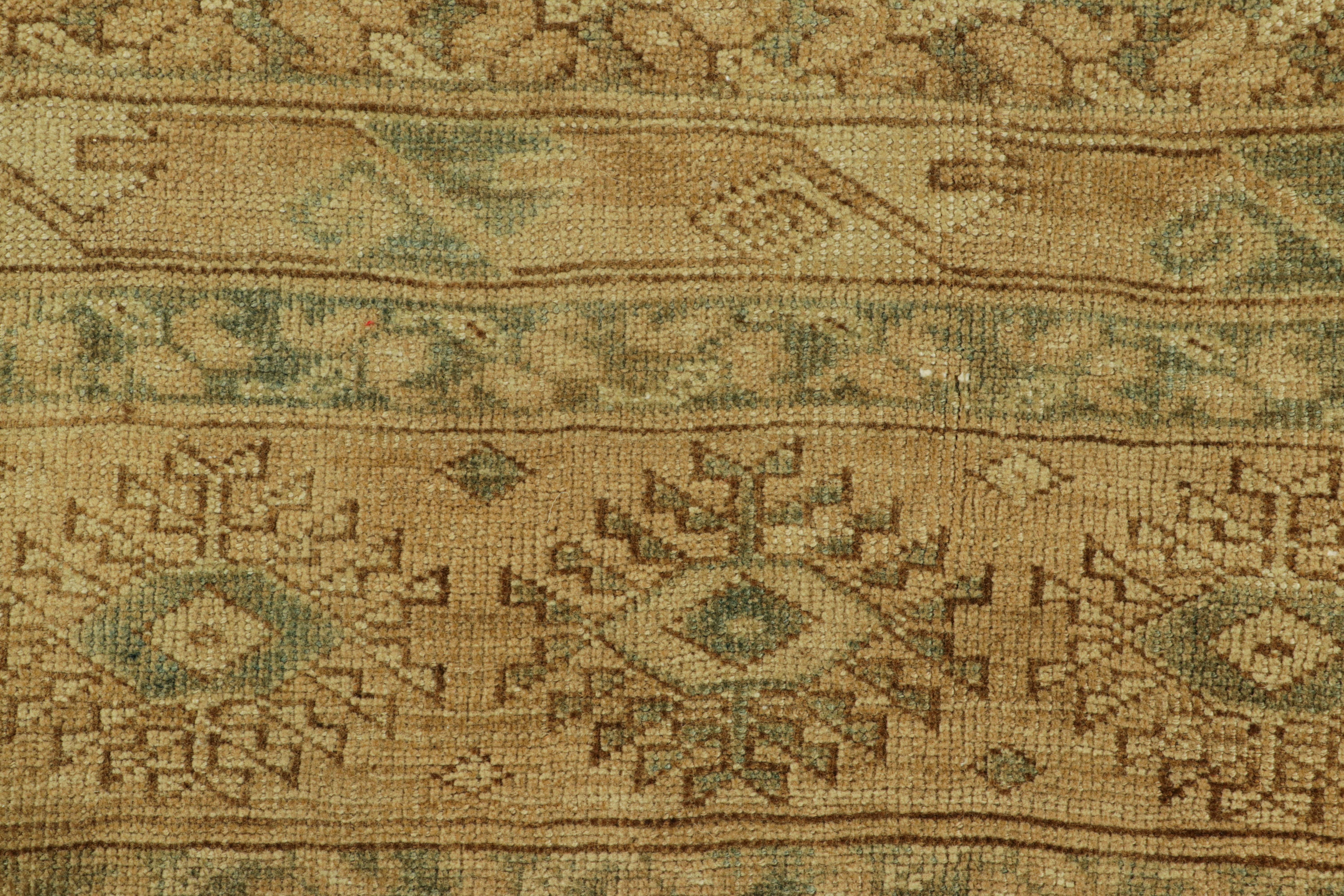 Turkish Vintage Ersari Rug in Gold and Blue with Geometric Medallions, from Rug & Kilim For Sale