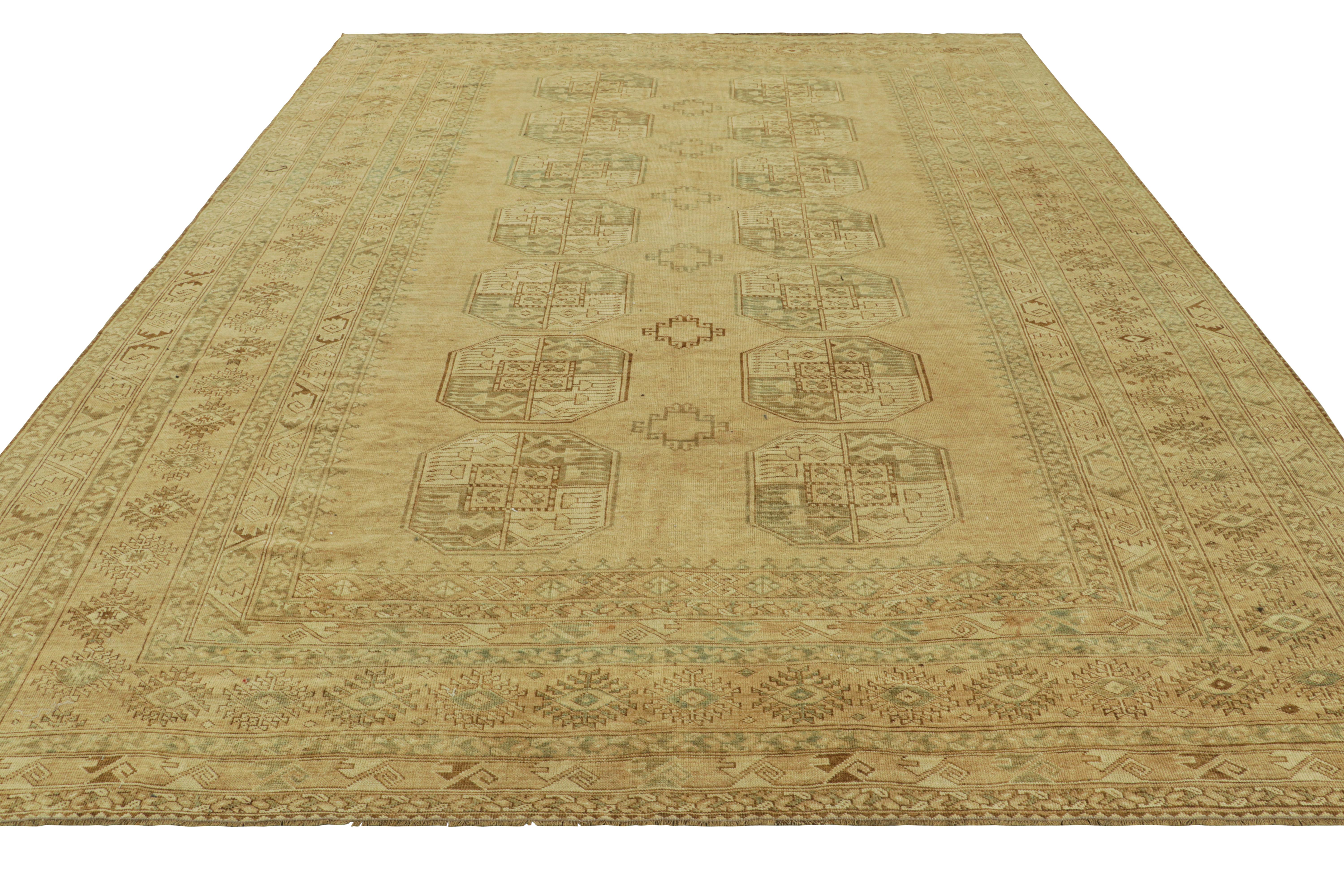 Vintage Ersari Rug in Gold and Blue with Geometric Medallions, from Rug & Kilim In Good Condition For Sale In Long Island City, NY