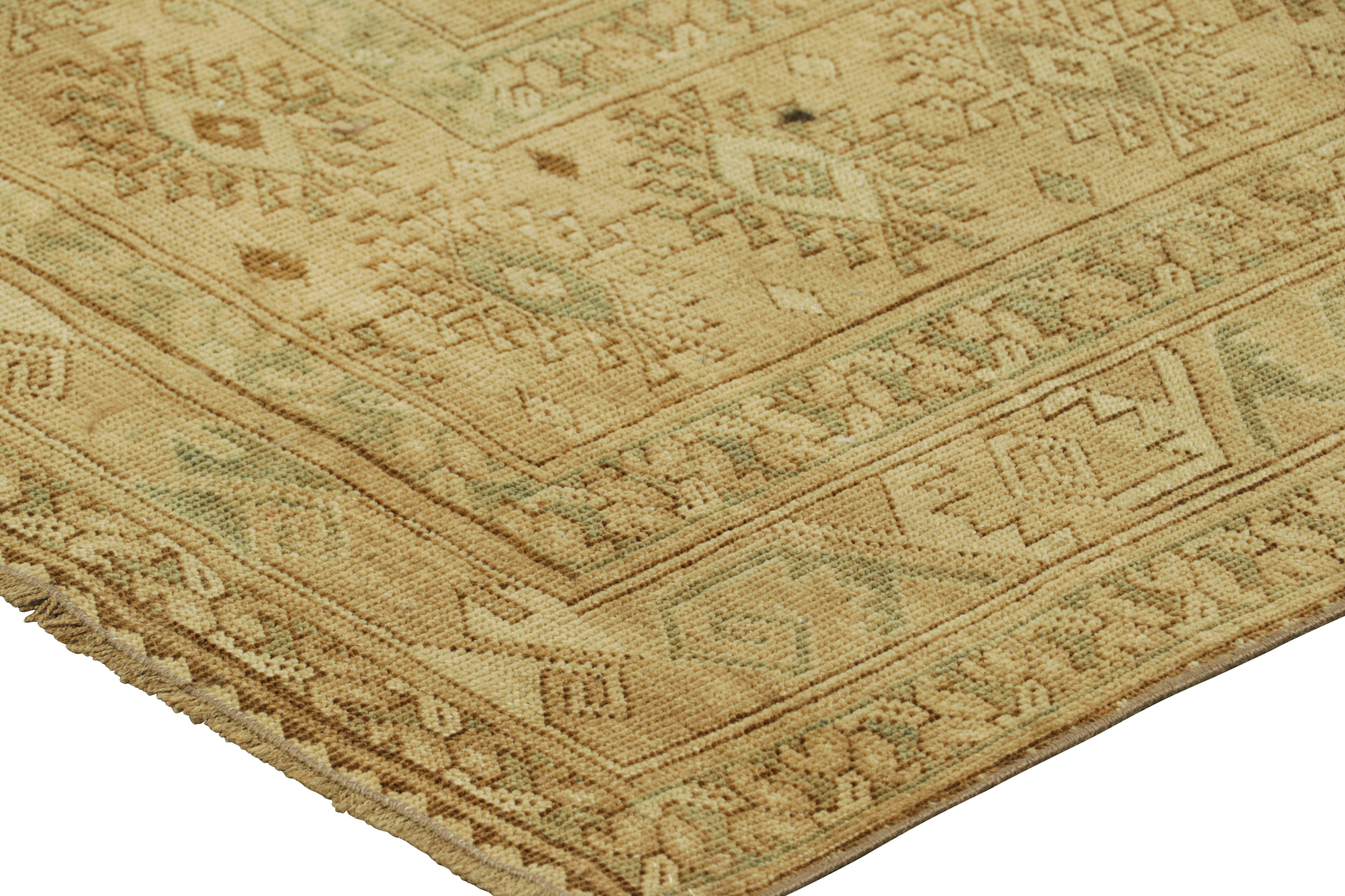 Mid-20th Century Vintage Ersari Rug in Gold and Blue with Geometric Medallions, from Rug & Kilim For Sale