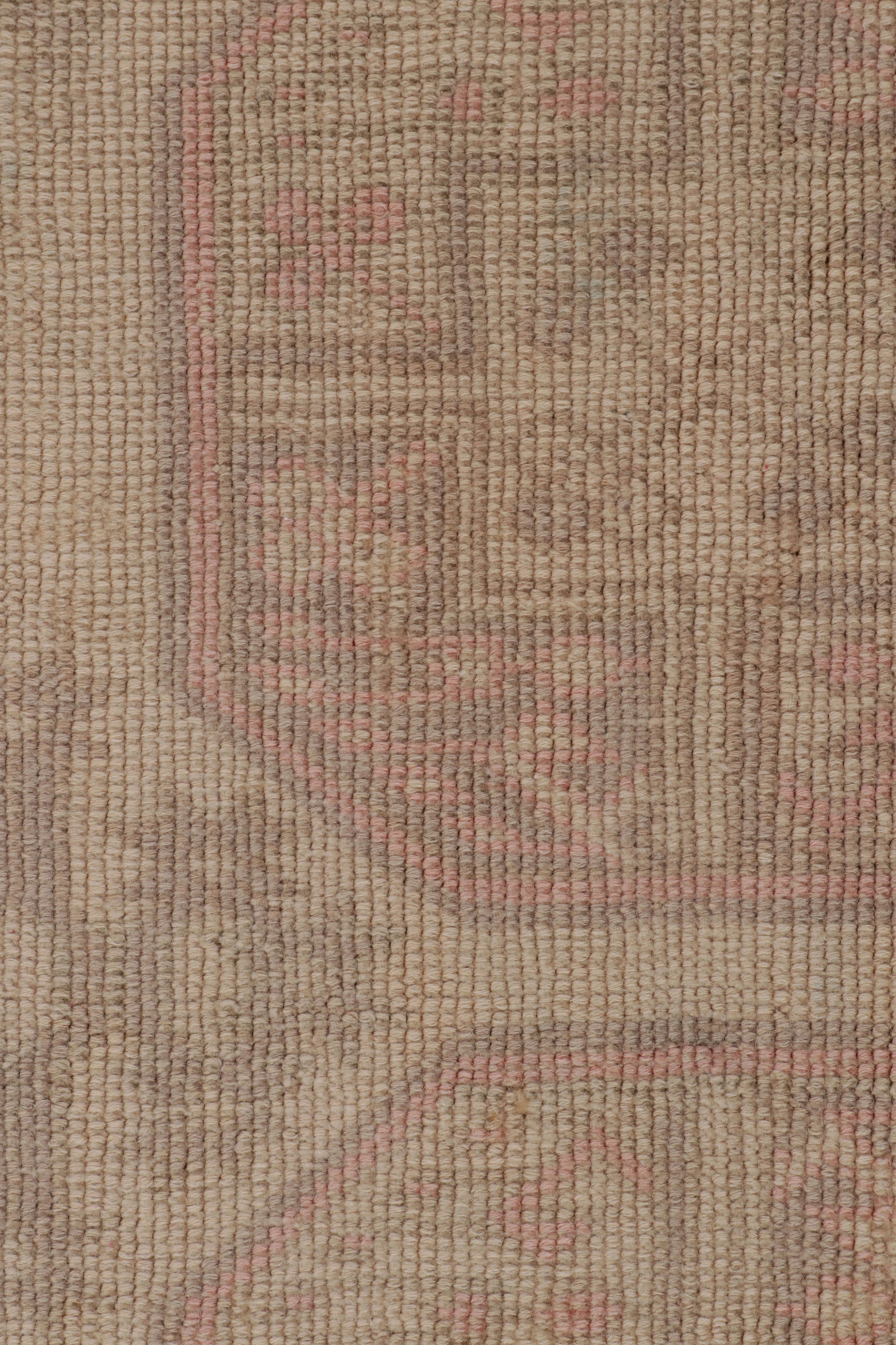 Tribal Vintage Ersari Rug in Pink and Beige/Brown with Geometric Pattern by Rug & Kilim For Sale