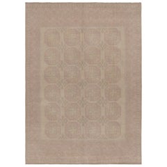 Vintage Ersari Rug in Pink and Beige/Brown with Geometric Pattern by Rug & Kilim