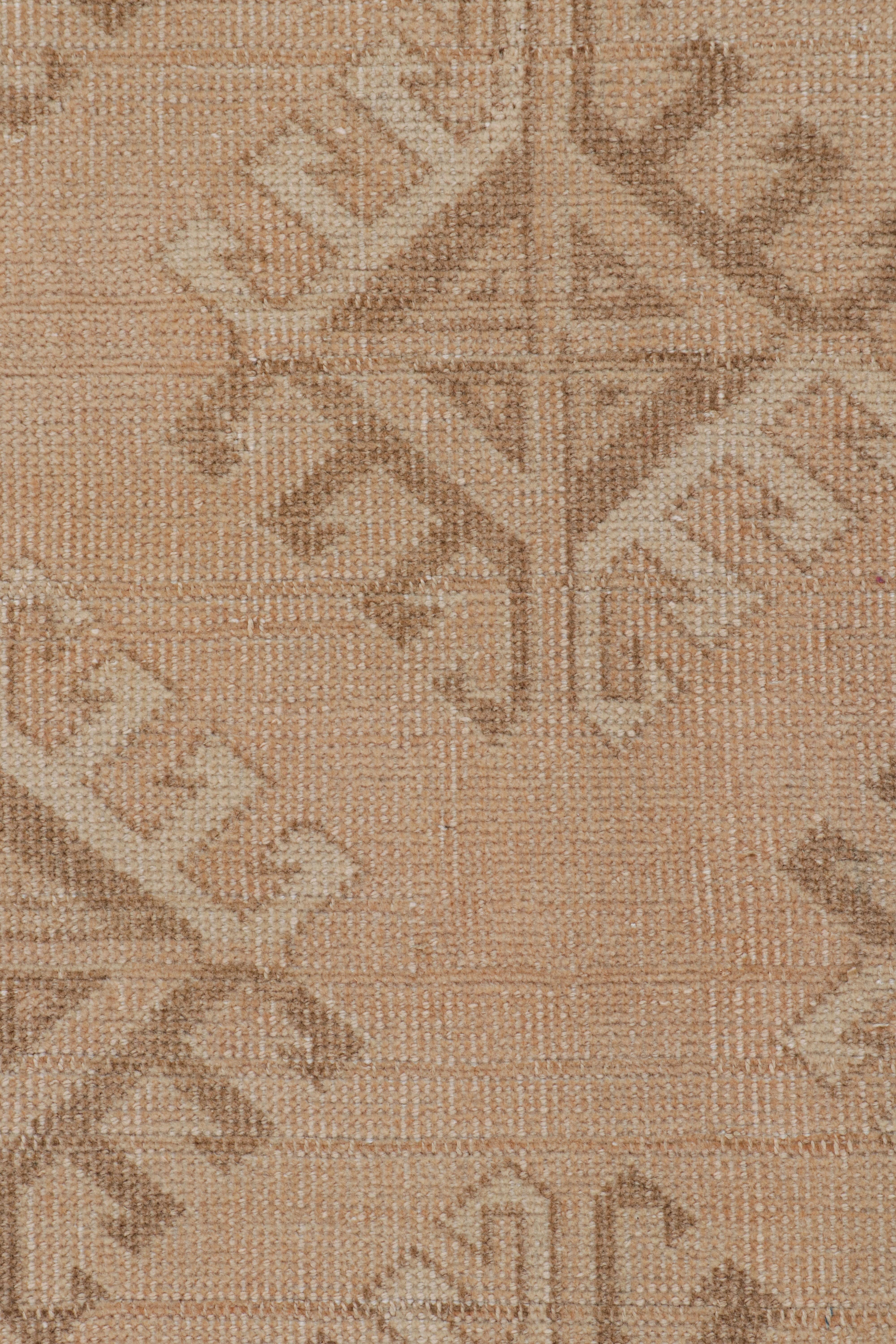 Vintage Ersari Rug in Pink with Beige-Brown Geometric Patterns, from Rug & Kilim In Good Condition For Sale In Long Island City, NY