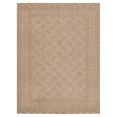 Vintage Ersari-Teppich in Rosa mit beige-braunen geometrischen Mustern, von Rug & Kilim