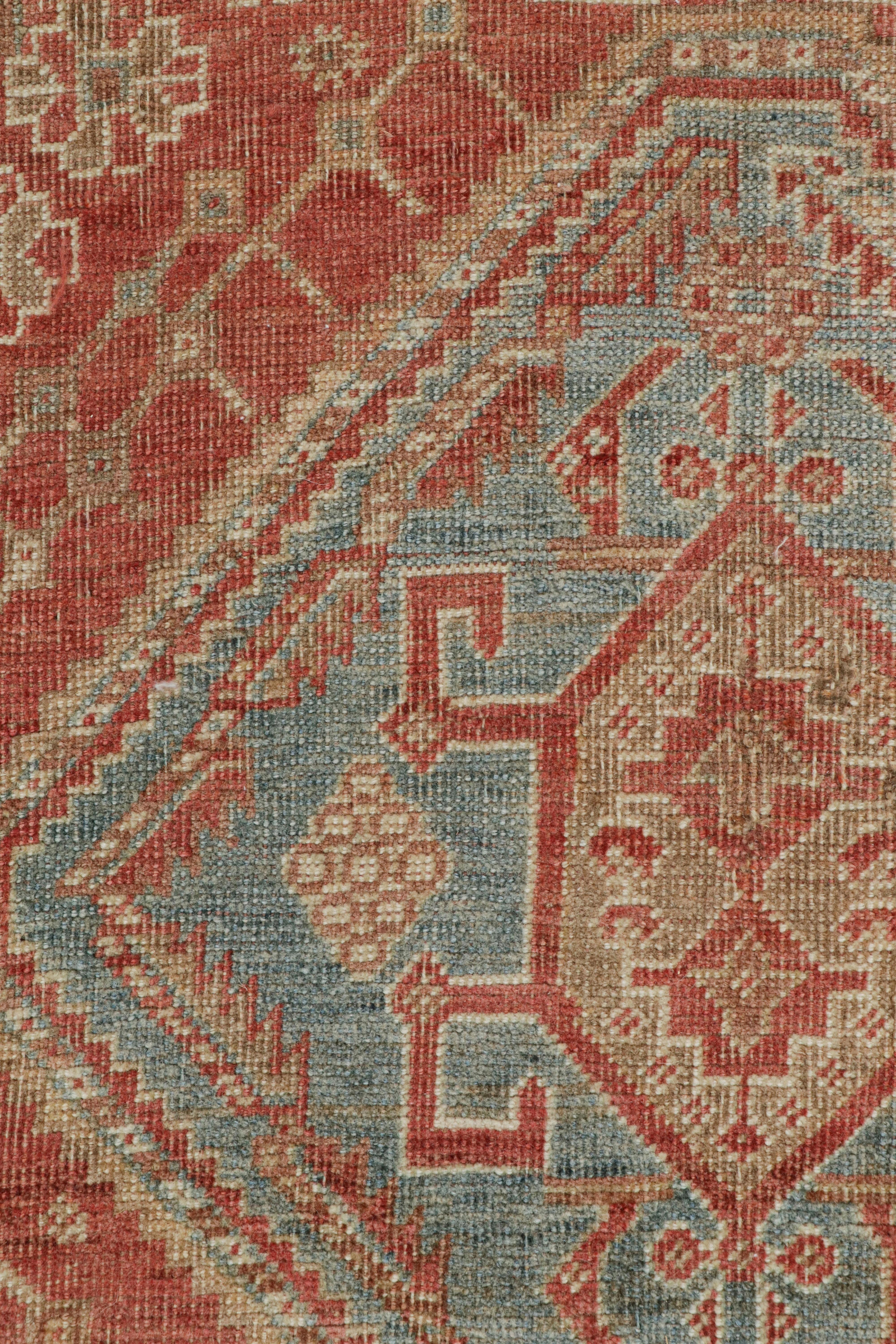 Tribal Vintage Ersari Rug in Red with Blue and Beige-Brown Patterns, from Rug & Kilim For Sale