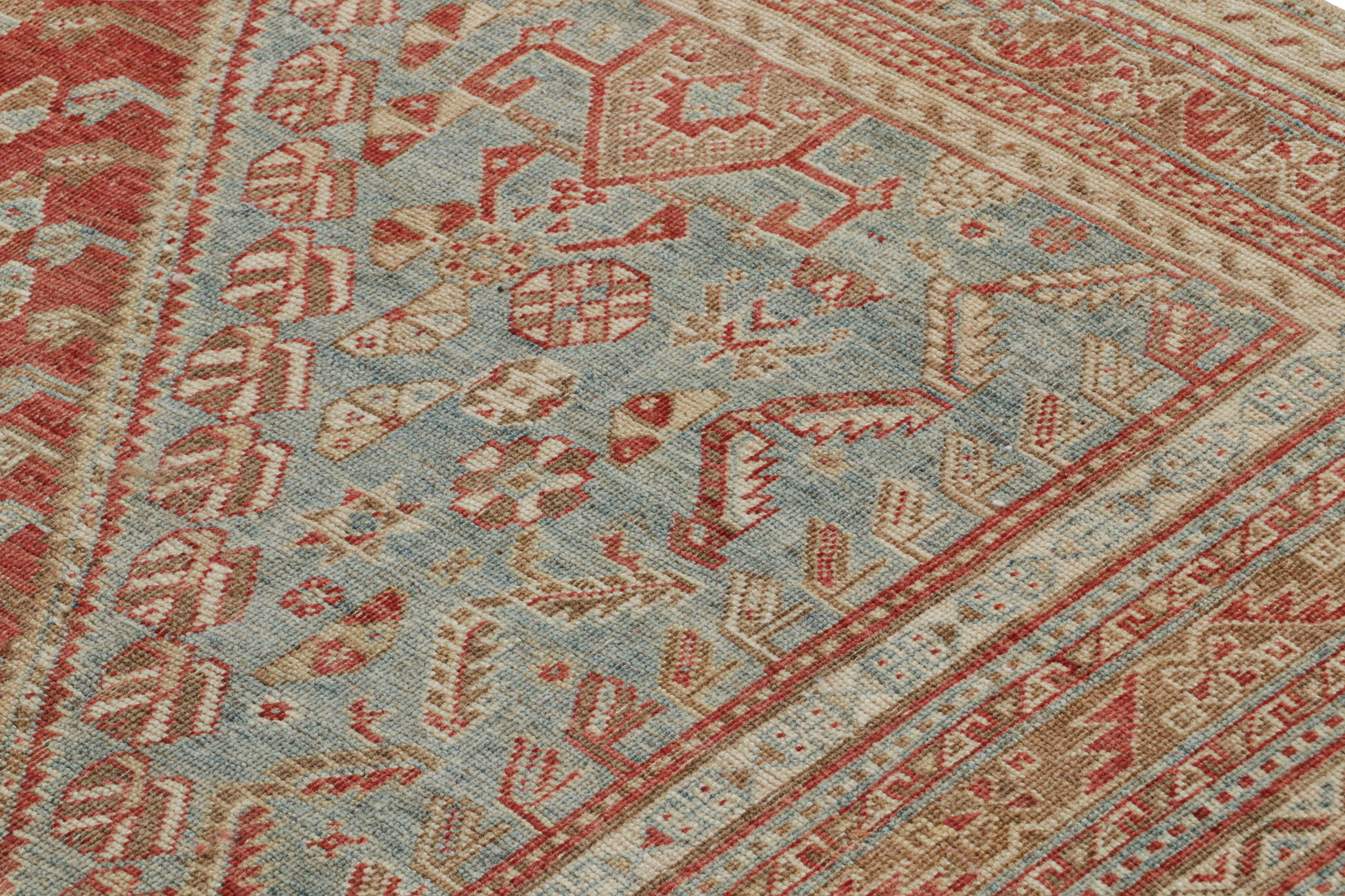 Vintage Ersari Rug in Red with Blue and Beige-Brown Patterns, from Rug & Kilim In Good Condition For Sale In Long Island City, NY