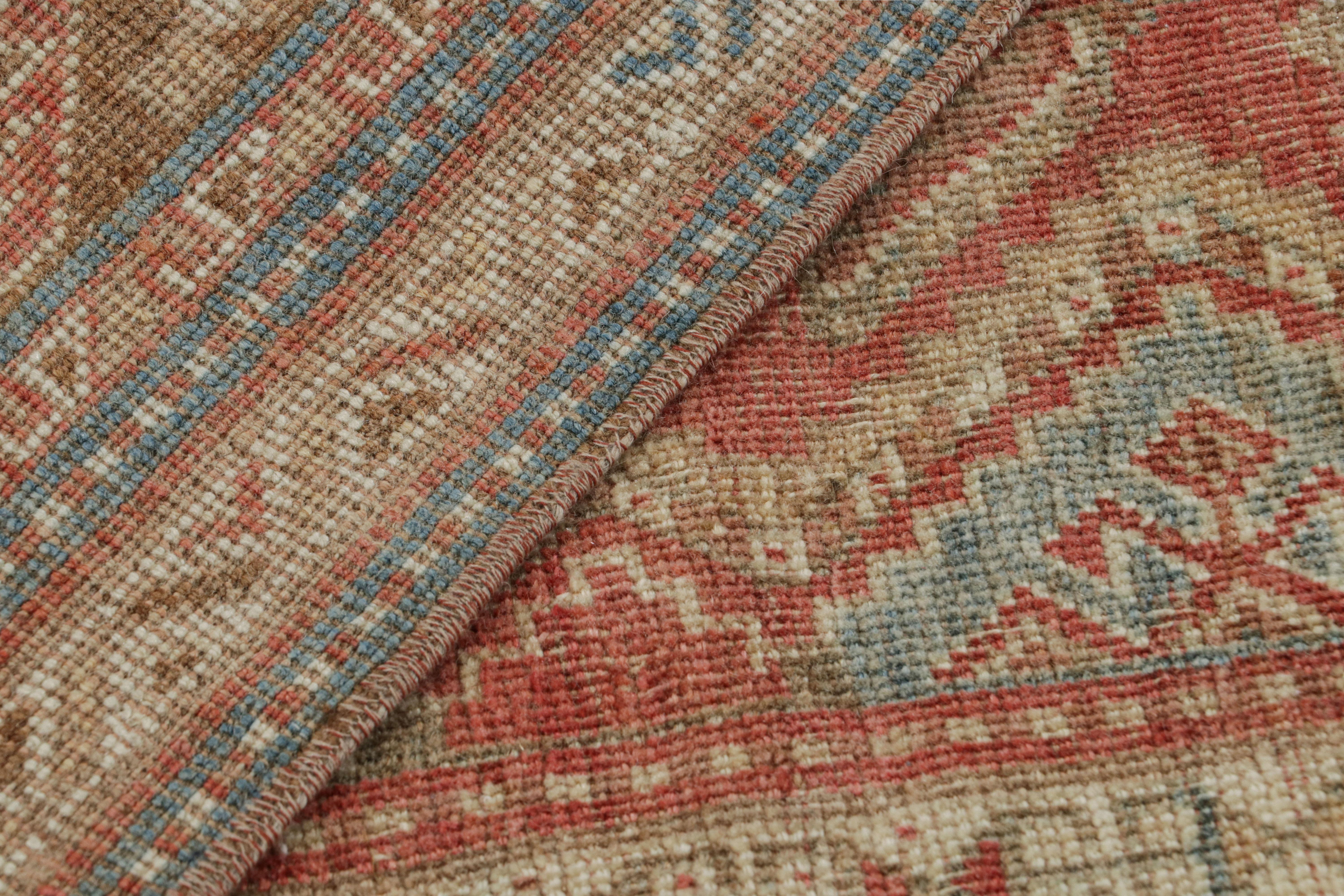 Mid-20th Century Vintage Ersari Rug in Red with Blue and Beige-Brown Patterns, from Rug & Kilim For Sale