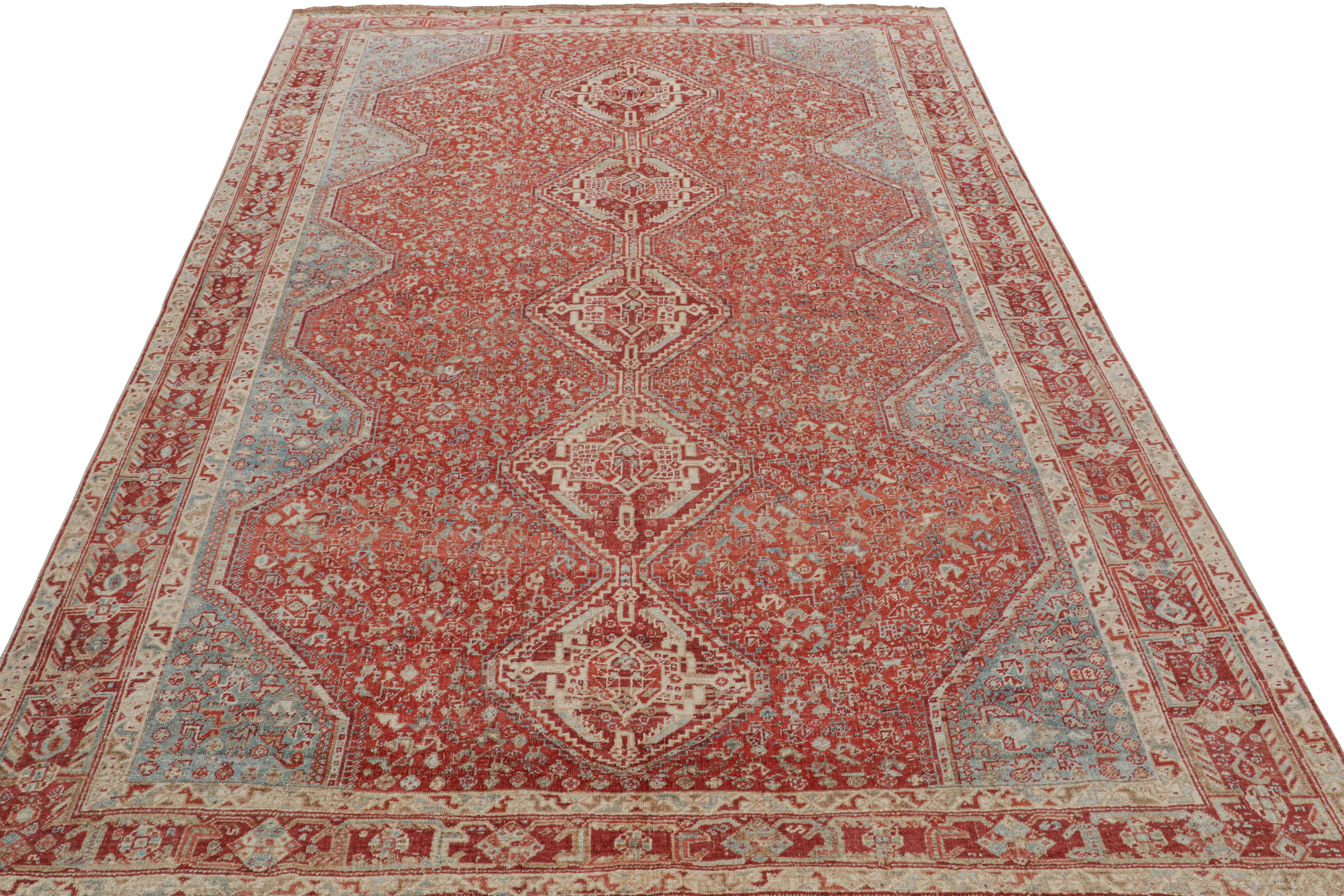 Hand-Woven Vintage Ersari Rug in Red with Geometric Patterns from Rug & Kilim For Sale
