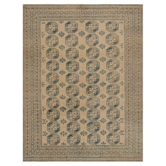 Vintage Ersari-Teppich mit beige-braunem, blauem geometrischem Medaillon von Rug & Kilim